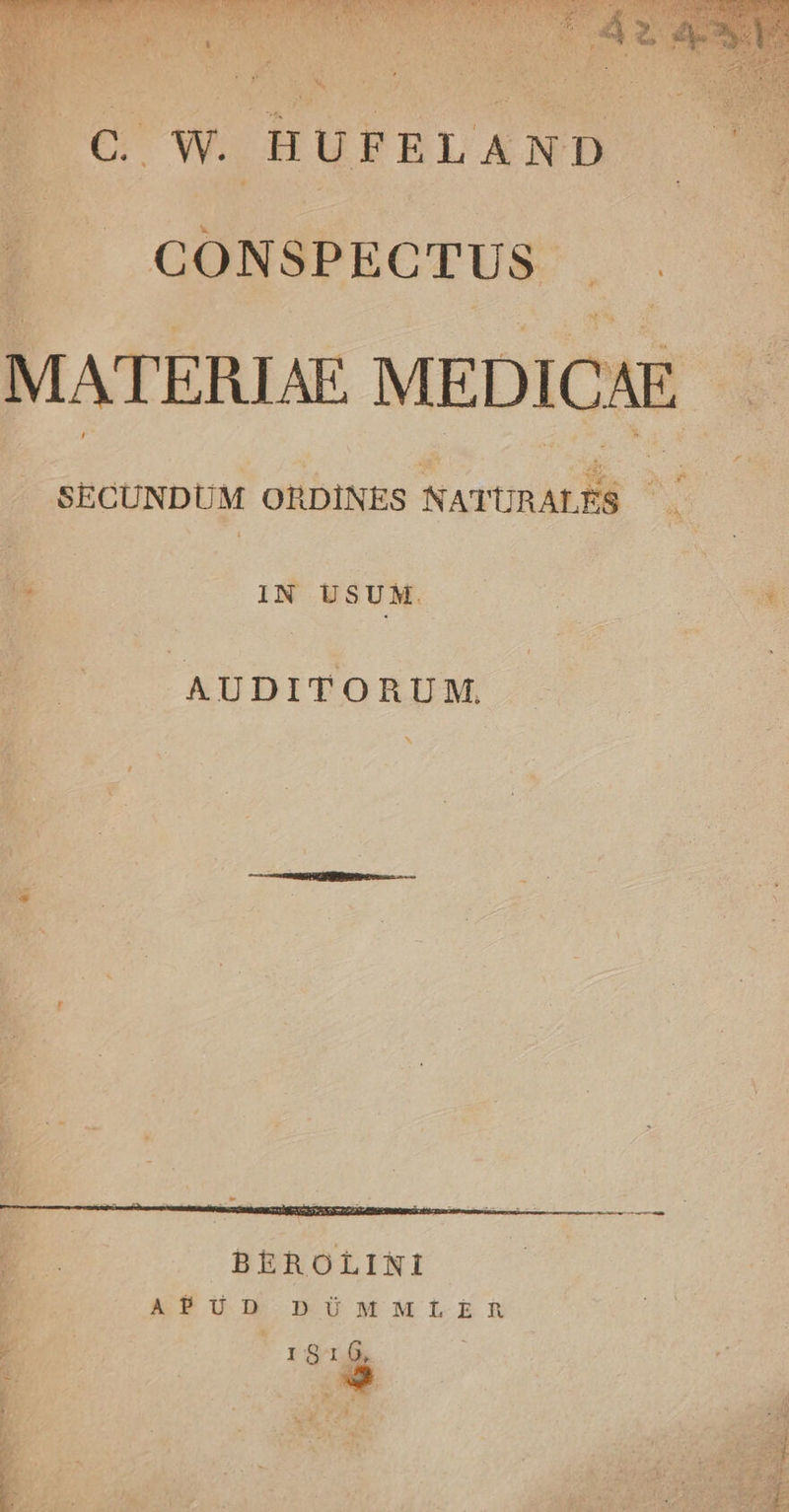 ATERIAE MED LI Ni or oa $ SECUNDUM ORDINES NATUR  | 17 ors USUM. AUDITORUM, : BEROLINI | APUD DÜMMLERM 45