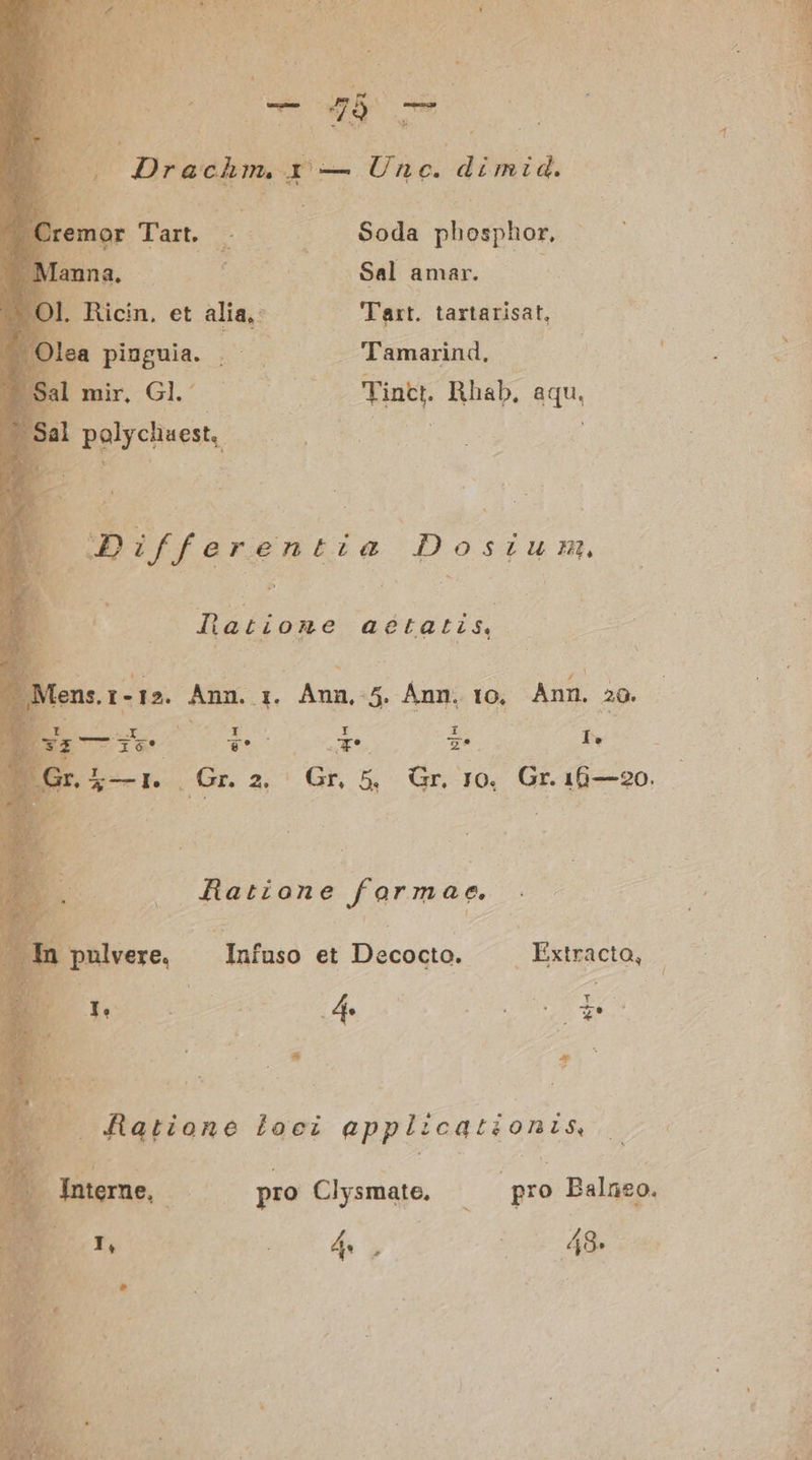 r M t nmt ques Mindlor xs S rt um WT, 3) i0 74 93 S8 inier. icin, et alia,- —.— ffart. tartarisat, ] o o - Tamarind, dues o4. vov Pint Rhab, aqu, m f | S2. ARM - | JDifferentza Doszium, VP aetatis ME er do. E. $ü pA Xt : 9 : my 1 q^. . Sr. 3c Gn S Or 10. Gr. 16—20. JHatione formae. pulvere, — Infuso et Decocto. ^ Extracto, * 4 . . , ** j datione | loci epp licationis, pro Clysmate, : gro Balaeo.