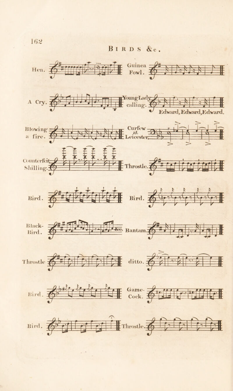 B I R D S &c Hen. —y#— . i T —fl *—rr # # # 0 0 »- - ba i dfc i tT r ii n: -=f- ^zirYoung'LacIcfcrp Ff==p -——Sr —H- calling*. -Lejl ___3_v- _ _* _ =Lft Blowing* a fire. s: *5 *3* s Edward, Edward .Edward. > > > Curfew -j-—r jJ^pJ—J --J at -ejIJ2..a_rrz zqizr: ~ar~ 3=3f: .at 'Jiiji H~ Leicester, ~ P i Counterfeit Sj lilling rfeit-^ i ng'.'rj? £ L .L .L & ±±£ £ §1 Throstle, f I 'I Bird. Black- Bird. Bantam. £ Throstle m z: s ditto. Bi rd /g‘!f f £f r -f m -f f j Game- ZJf Cock. mm Bi r< ^ [If I ^ J'ris* ' |{ ThmMle.jg -f-f ^ —0 c  —1 s p-=- -p *—C 9~-- ■■— =fc4= —=i— z= — -4- -4— —H— £ Jl