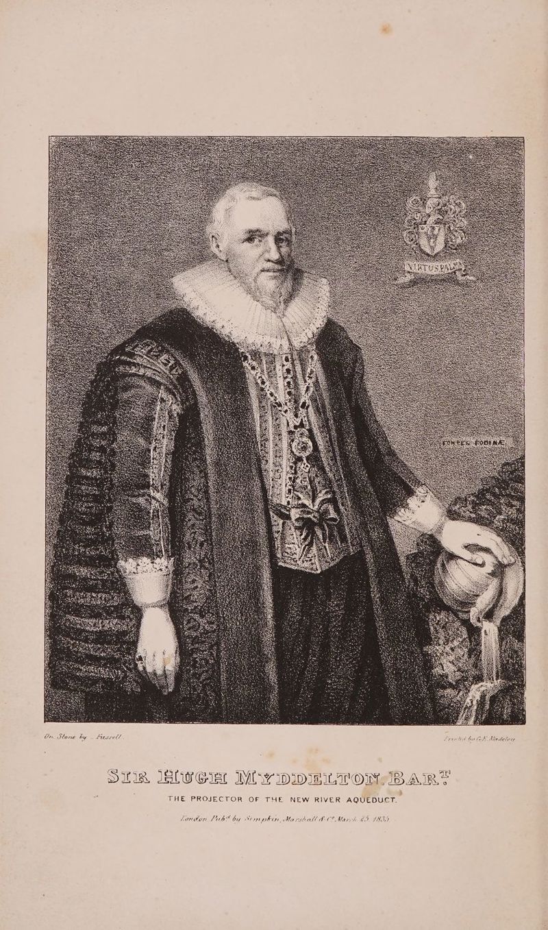 On Stone by ~ Fraseedd THE PROJECTOR OF THE NEW RIVER AQUEDUCT. London Lub! by Simnpko, Marshal & Co Mardh 635. F83)