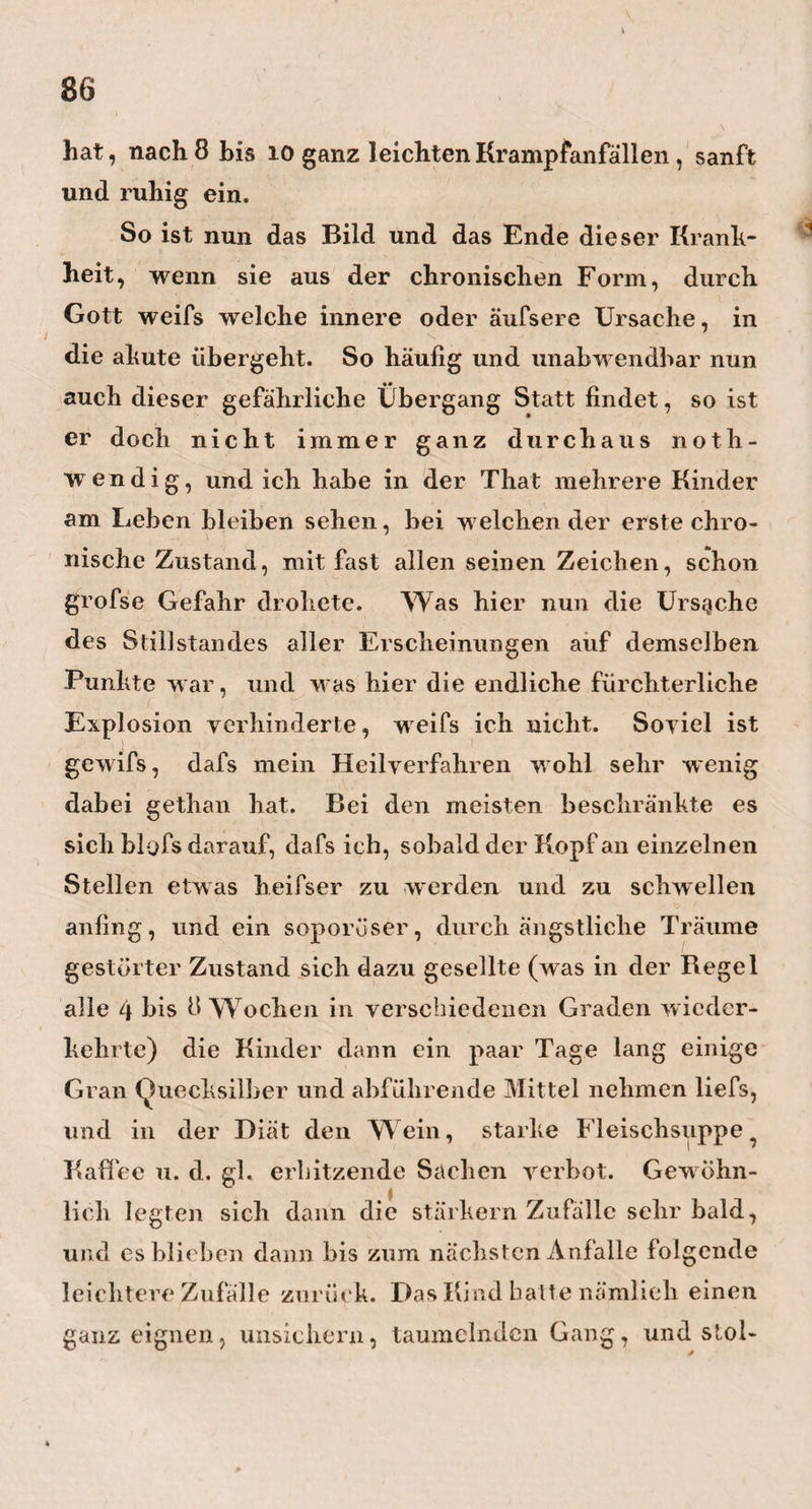 / 14 Thranensturz aus meinen Augen, barmherzig]icli inne gehalten, ünd mich lieber, wie weiland den armen Teufel in der Gespenstergeschichte, mit halbem Barte meinem Schicksale überlassen, als mich länger noch so unerhört gequält haben. — Als ich nun mit noch brennender Kinnlade wieder in den Wagen stieg, dankte ich dem Wagenmeister für die gute Bekommen- dation, machte aber gleich in demselben Augenblicke ein Spruch wort, welches man meinetwegen in Zukunft bei recht übel dran gewesenen einzelnen Menschen, oder ganzen Ländern und Reichen, brauchen kann: Man hat unter einem stumpfen Barbie¬ rn e s s e r gesessen! Von Fehrbelin ging es nun weiter nach Betzow, auf dessen halbem Wege ich mit meiner armseligen Nothchaise dicht an dem sehr eleganten Reisewagen eines vornehmen Herrn, welcher sieb das überflüssige Schnapstrinken des Postillpiis eben so ruhig gefallen lassen mufste, als ich, zu halten kam. Der Herr schien kränklich und etwas verstimmt, batte aber nichts’ destojveniger ein sehr junges, ganz vorzüglich hübsches Frauenzimmer an seiner Seite sitzen, welches, wie ich nachher erfuhr, seine Gemahlin war. Beim ersten Zusammentreffen grüfsten w ir uns ziemlich freundlich, sahen uns aber nachher eine ganze Weile lang, so still und stumm an, wie sich einander begegnende Reisende überhaupt wohl anzusehen pflegen, wenn sie beide eben nicht Ursache haben, mit der Geschwindigkeit und Wohlfeilheit der Post, zufrieden zu seyn. Endlich knüpfte sich doch noch