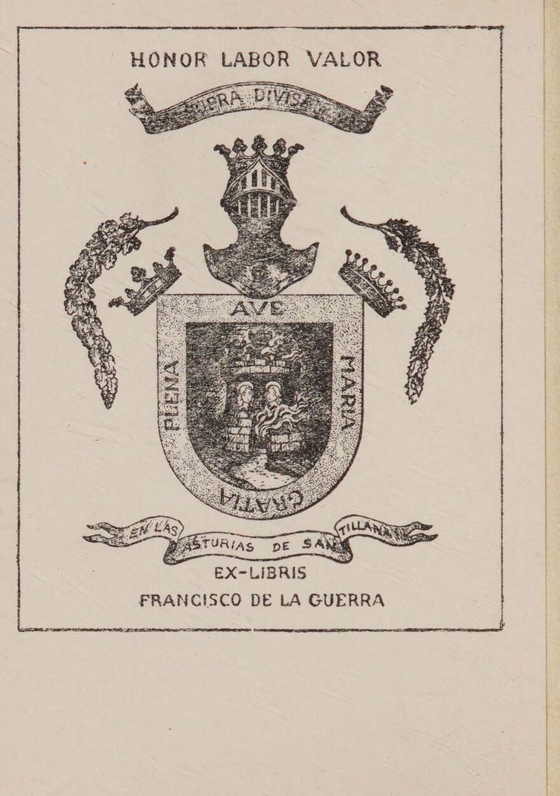      HONOR LABOR VALOR SS Rabi: EX-LIBRIS FRANCISCO DE LA GUERRA    