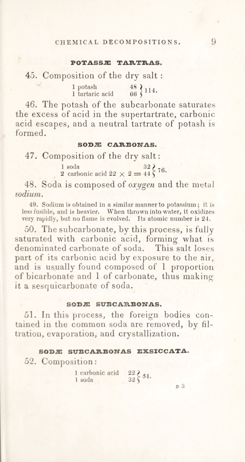 38 TOXICOLOGICAL C H E MI ST R Y. Ammonia, added to corrosive sublimate, produces a white precipitate. Albumen, added to corrosive sublimate, produces a white pre¬ cipitate of calomel and albumen. Heated in a glass tube with carbonate of potash, globules of mercury are obtained. Galvanism. Drop a small quantity of the solution on a piece of gold, and bring into contact a key, or some piece of iron, so as to form a galvanic circle. If sublimate be present the gold will be whitened. PREPARATIONS OF COPPER. 3. The tests for the preparations of copper are the following: Ammonia produces a blue precipitate of ammoniated copper. Ferro-prussiate of potash, produces a reddish brown precipitate. Sulphuretted hydrogen gives a black precipitate of sulphuret of copper. A clean plate of iron, plunged into a solution of sulphate ot copper, will in a few hours have a coating of copper. Heated in a crucible with charcoal, metallic copper will be obtained. TARTAR EMETIC, 4. The tests for tartar emetic are the following;: O Sulphuretted hydrogen, or hydrosulphuret of potash, throw down orange-red precipitates. Gallic acid or infusion of galls, produces a whitish yellow precipitate. Sulphuric acid, produces a white precipitate, soluble in an excess of the acid. THE ACIDS. 5. The acids may be distinguished from other substances, by the following tests: they convert most vegetable blues into red; they have a sour taste; the addition of an alkali destroys these properties.
