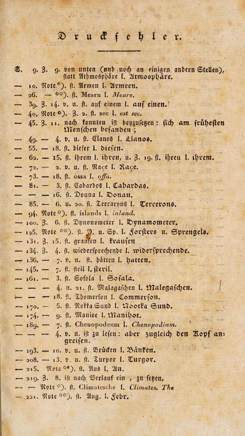 3>ru<$fefyter. 0, g. 3* 9- fron unten («nb nodj an einigen anbern Stellen), ftatt 3ltj)mo3pi;<m l. 2ltmoöpl;are. — io. Slote*). ft. Firmen l. Armeen. — 26. — #r,v). ft. Meam I, Meare, —- 3g. 3. 14. p. it. ft. auf einem l. auf einen.5 — 4°. 9tote <<)* 3* 2* ft* sec t* est s^c- — 45. 3. 11. nad) fonnten ift bepsufegen: fid) am frnl?eften iYIenfcfyen befanben ; — 49. — 4* fr* u* ft* @lanoS I. &lanoß. — 55. — 18. ft. biefer l. biefcn. — 62. — i5. ft. t^rem l. it)ren, u. 3* »9* ft* i^rcu l. il;rent. — 72. — 2. p. u. ft. 91ace l. $.ace. — 73. — 18. ft. ossa l. ojfa. — 81. — 3. ft. @abarbo§ l. Cabarbaß* — — — 16. ft. Donna l. Donau. — 85. — 6. u. 20. ft. XercaronS l. Derceronß. —- 94. 9lote *•''). ft. islands l. Inland. — 100. 3* 6* ft* Dpnonometer l. Dynamometer. — 125. Sftote **). ft. |). u. Sp. I. ^orfterß n. ©prengelß. — i3t. 3* iS. ft. gvaufen l. Traufen — 134. 3* 4* ft. wieberfprecfjenfre l. wiberfprecfyenbe. •— i36. — 7. p. u. ft. hatten l. Ratten. — 145. — 7. ft. fteil l. fleril. — 161. — 3. ft. Sofola l. ©ofala. — — — 4. u. 21. ft. SDfalagafdjen U ftlalegafdjen. *— — — 18. ft. Xpomerfon l. Commerfon. — 170. — 5. ft. SRoffaSunb l. Uoot^a ©unb. — 174. — 9. ft. Sftanioe l. tTIattil;ot. — 189. — 7. ft, Chenopodeum l. Chenopodium. — — — 4* fr* ü* fft ju lefen: aber 3uglctd? ben Bopf an= greifen. — ig3. — 10. p. u» ft. Brüden l. 23an£en. — 208. — 13. p. u. ft. Xurpor l. Durgor. — 215. Stete#*). ft. 2luö l. %n. — 219. 3* 8- fft nad; Verlauf ein , su fegten* —— — 9tote ••'). ff. Glimatesihe l. Climates. The — 221. 5lole *#), ft. Slug. I. $ebr.
