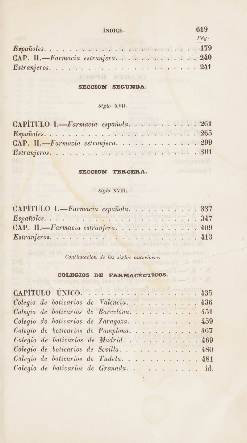 SECCION SEGUNDA. Siglo XVI. SECCION TERCERA. Siglo X VU. Continuacion de los siglos anteriores. Colegio de boticarios de Sevilla... Colegio de boticarios de Tudela. . . Colegio de boticarios de (rranada. . ...