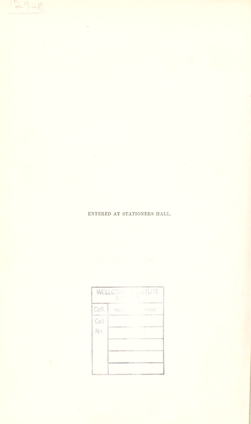 ENTERED AT STATIONERS IIALL.