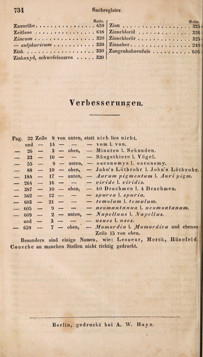 Seite. Zinn. Seite. Zeitlose .... ....... Zinnchlorid.* . 3°ß Zinnchloriir ...... SOS — Q'iil'n fi i/vi. rum, ...... Zinnober. .... 240 Zink.. Zunörenhahnenfnfs. nie Zinkoxyd, schwefelsaures * .... 320 ♦ D - Verbesserungen. Pag. 22 Zeile 8 von unten, statt nich lies nicht. und ■— 14 — — — vom 1. von. 26 — 3 — oben, — Minuten 1. Sekunden. 33 — 10 — — — Säugetliiere 1. Vögel. 55 .— 9 —- unten, — oeconomys 1. oeconomy. . 88 — 10 — oben, — Jahn’s Löthrohr 1. John’s Löthrohr. 1 184 — 17 —.. unten, — Aurum pigme?itum 1. Auri pigm. — 264 —. 16 — — — viride I. viridis. — 387 — 10 — oben, — 40 Drachmen 1. 4 Drachmen. — 562 — 12 —* — — spurea I. spuria. _ 603 — 21 —• *— — temolujii 1. temulum. 605 — 9 — — — neomantanua 1. ?ieom.ontanum. — 609 — 2 — unten, Napellaus 1. Napellus. und — 3 — — — usues 1. uses. — 659 —. 7 — oben, — Momordia 1. Momordica und ebenso Zeile 15 von obeu. Besonders sind einige Namen, wie: Lesueur, Merck, Hiinefeld, Couerbe an manchen Stellen nicht richtig gedruckt. Berlin, gedruckt bei A. W. Hayn.