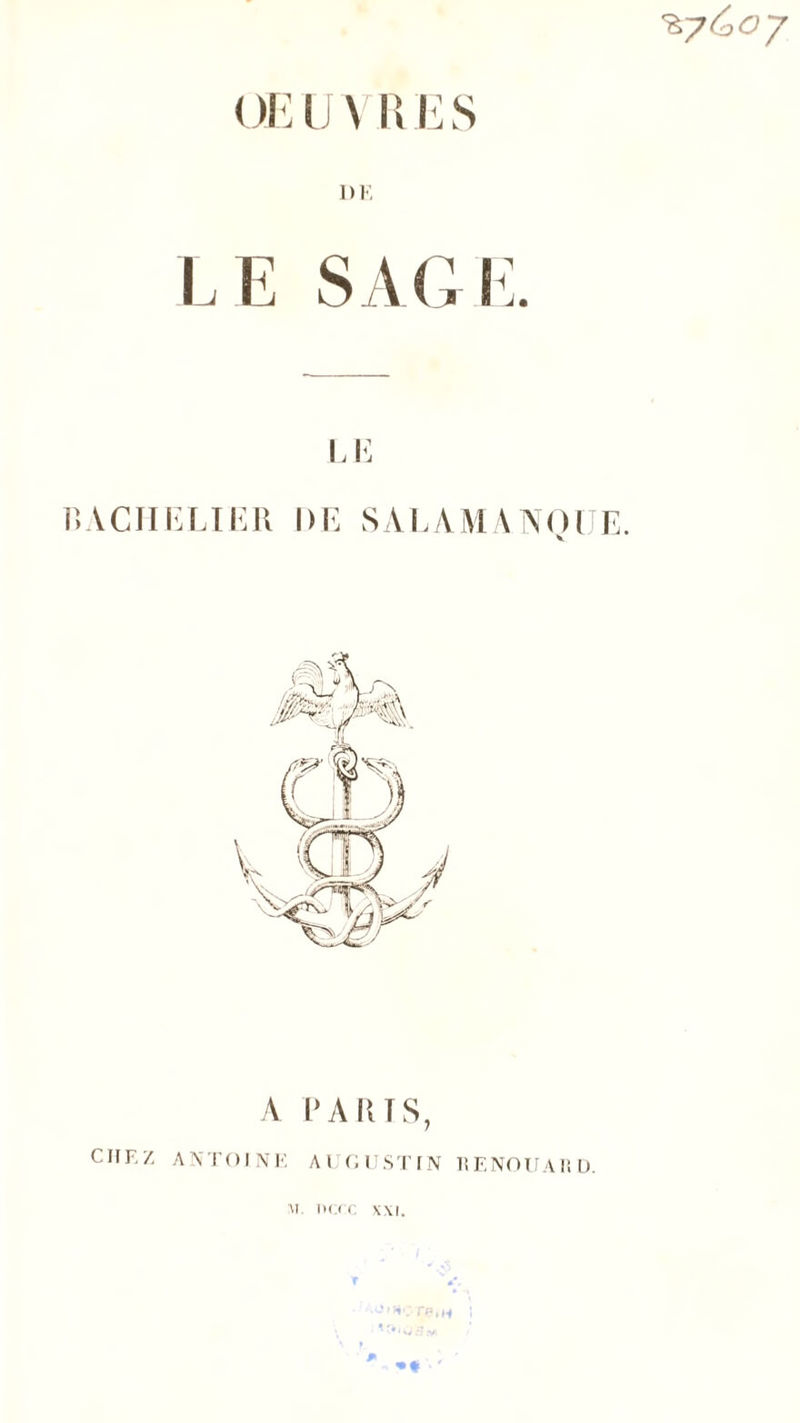 OE U Y R E S I)E EI BACHELIER DE SALAMANOUE. A PARTS, CHEZ ANTOINE AUGUSTIN RENOUARD. m. ncrc \\i. - re.H