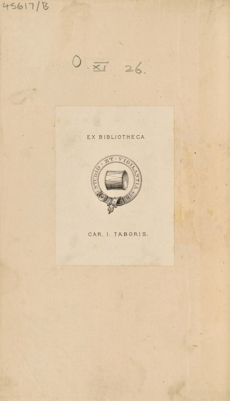 n/B EX BIBLIOTHECA CAR. I. TABORIS.