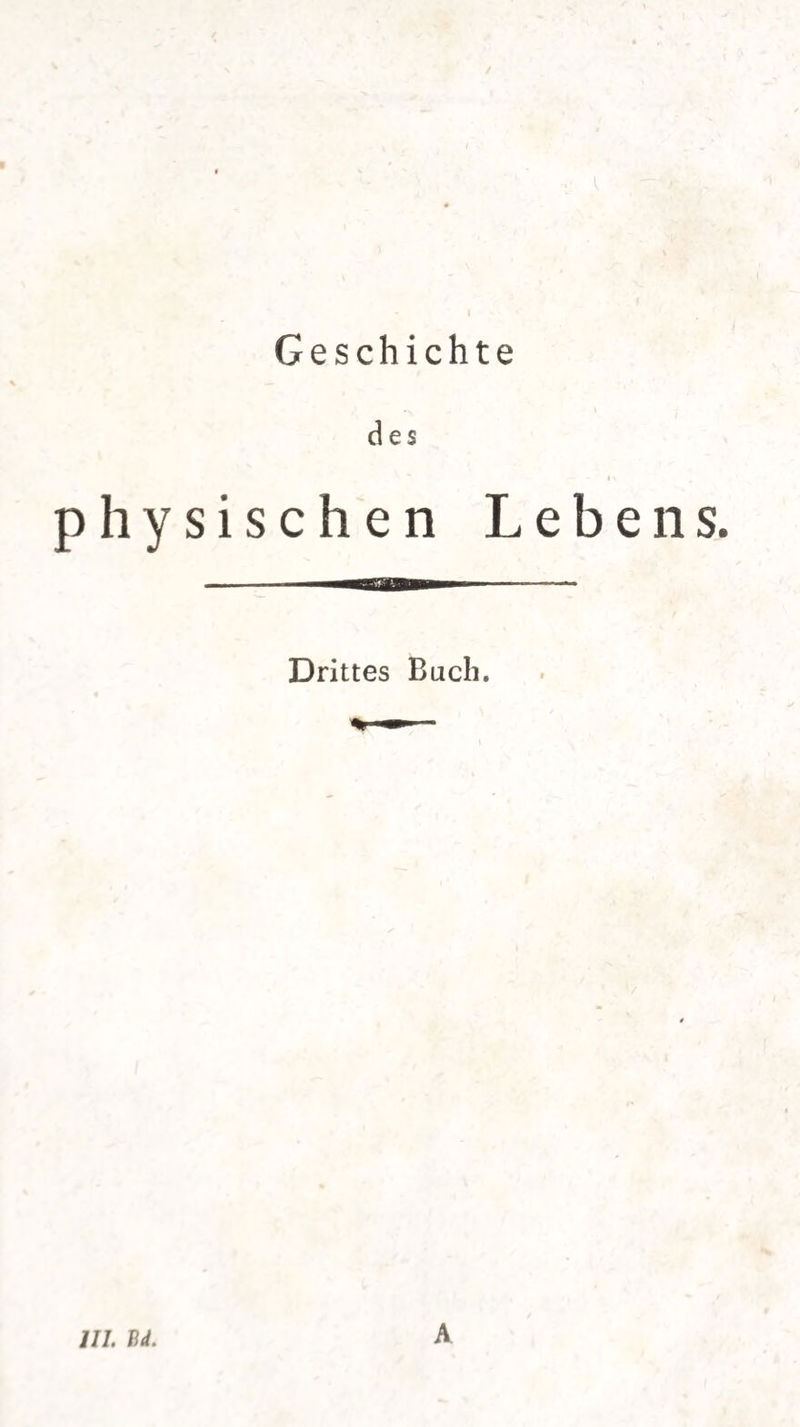 des »\ physischen Lebens. Drittes Buch. 111 Bä. A