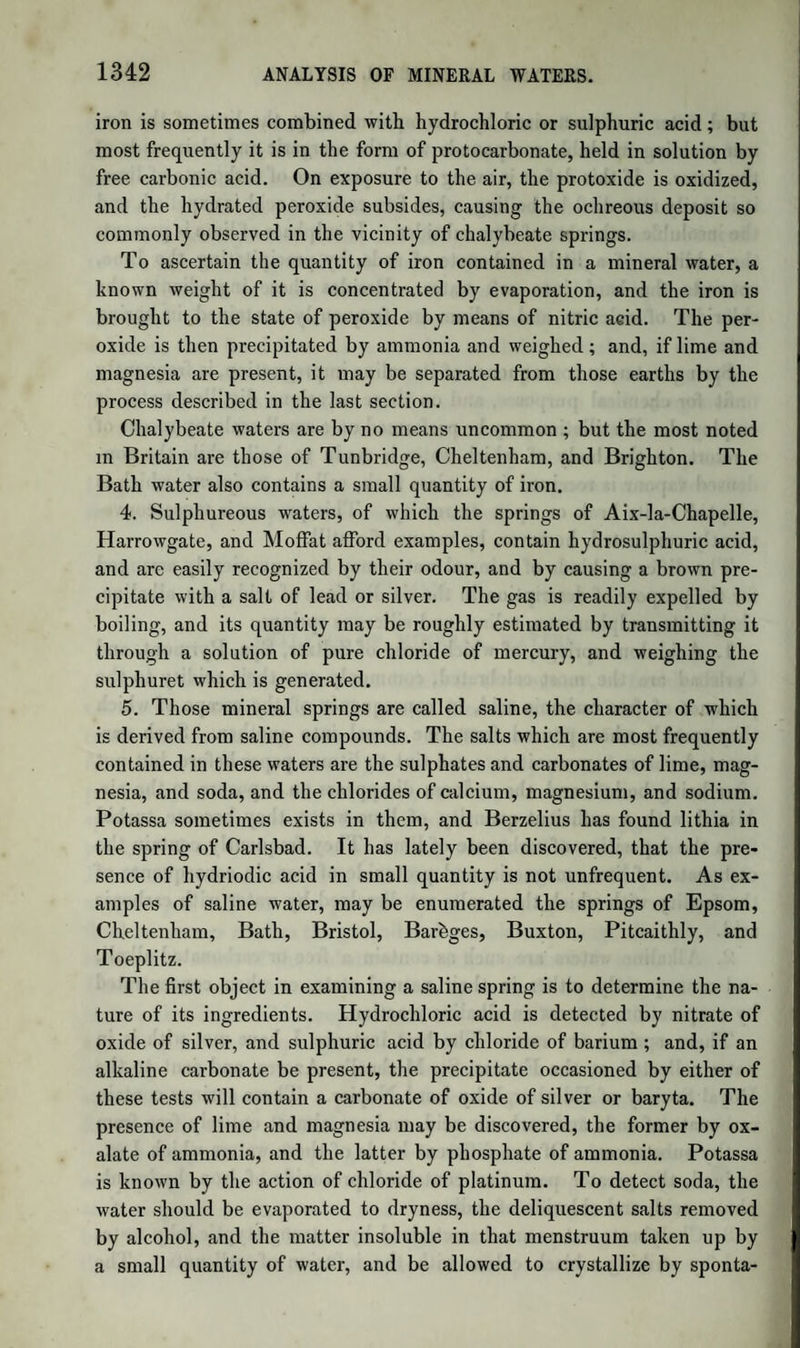 CYANIC ACID. 725 tion ; by exposing compounds of cyanogen at a red heat to the action of the air, of nitre, or of peroxide of manganese ; by fusing ammelin, melamin, or ammelide with hydrate of potassa ; and by adding oxide of lead to fused cyanide of potassium, as prepared by Liebig’s pro¬ cess. It is a frequent product of the decomposition of compounds of nitrogen. It is not known in the anhydrous state. Prep.—As hydrate, by distilling dry cyanuric acid or cyamelide in a retort, when they are converted into hydrate of cyanic acid, which must be collected in a receiver well cooled by ice. Here 1 eq. of cyanuric acid Cy303,3H0 is resolved, without change of weight into 3 eq. cyanic acid, 3(CyO,HO). Cyamelide is also isomeric or poly¬ meric with cyanic acid, and a similar explanation applies. Prop.—A clear transparent fluid of a strong penetrating odour, similar to that of acetic or formic acid, exceedingly volatile, and causing blisters on the skin, which are accompanied by great pain. Mixes readily with water. Decomposes with the production of great heat shortly after its formation into a white solid of the same composi¬ tion per cent, (cyamelide) ; its aqueous solution reddens vegetable colours strongly; it decomposes in the course of a few minutes, toge¬ ther with two equivalents of water, into bicarbonate of ammonia : Hydrated Cyanic Acid=C2N0 + H0 } $ 2 eq. Carbonic Acid =2C02 Two eq. Water . = 2HO $ \ 1 eq. Ammonia =NH, C2N h3o4 c2nh3o4. This decomposition with water is the cause of the impossibility of obtaining the free acid from the aqueous solutions of its salts by the action of a stronger acid, although a small quantity, as may readily be recognized by the peculiar odour which accompanies the carbonic acid evolved, does escape decomposition. The cyanic acid forms only one series of salts with the bases; they are readily recognized by the peculiar decomposition produced by dilute mineral acids. A few moments after mixing the salt with the acid, a rapid effervescence, accompanied by a strong penetrating odour of cyanic acid, is observed, and the solution by being mixed with hy¬ drate of lime evolves ammonia abundantly, which previous to the de¬ composition cannot be detected. Its salts with the alkaline bases and with ammonia are soluble, the others are insoluble ; the former, with the exception of the ammoniacal salt, are decomposed, when their so¬ lutions are boiled, into ammonia and carbonates. Its formula is CyO,HO = C2NO,HO ; eq. = 43'39. Cyanates of Ammonia.—Cyanic acid forms with ammonia two compounds, one of which is particularly remarkable from its identity with urea. K B li