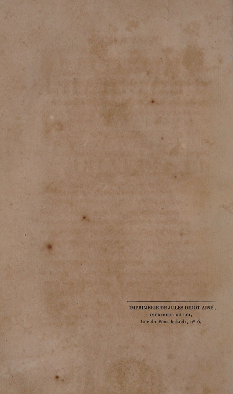 IMPRIMERIE DE JULES DIDOT AINÉ : IMPRIMEUR DU ROI, Rue du Pont-de-Lodi, n° 6,