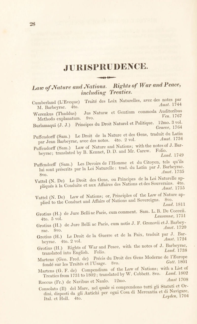 Gagnier (Jean) La Vie de Mahomet. 12mo. 2 vol. . Amst. 1/32 Compendio Storico diMemorie Cronologiche concernenti HReligione della Nazione Armena da Giov. de Serpos. 8vo. 3 vol. Ven. 1/86 Renaudot (Eus.) Historia Patriarcharum Alexandnnorum Jacobitaram a D. Marco usque ad finem Saeculi. xiii. 4to far. / Geddes (Michael). Church History of Ethiopia. 8vo. Lond. 1696 Moshemius (J. L.) Historia Tartaromm Eccle^C^^dj'p3;atio Tartar!* Asiatic* secundum recentmresGeographos aJg. ^ 4to. History of Religious Societies. Vertot (Rene d’Aubert de) D’Aubceuf, Histoire des Chevaliers Hospitaller de St. Jean de Jerusalem. 4to. 4 tom. __ .. . Helvot (Pierre) Histoire des Ordres Monastiques, Religieux et Militaires, et des Congregations Seculieres, avec des figures qui represent es differens habillemens de ces Ordres & de ces CongregatioM^to^^voh D’Emilliannes (G.) History of Monastical Orders. 12mo. Lond. 1683 Delolme (J. L.) History of the Flagellants. 8vo. Lond. 1713 Coleccion General de Documentos tocantes a la Persecucion de los Jesmtas desde 1644 hasta 1660. 4to. Mad. 17 68 Annales de la Socidte des Jesuites. 4to. 4 vol. Par. 1764-9 Travels of the Jesuits into the Archipelago, India, China, and ^Amerm* 8vo. Histoire des Jesuites. 12mo. 2 vol. 1768 Recueil des Decrets Apostoliques et des Ordonnances du Roi de Portugal concernant la Conduite des Jesuites dans la Paraguay, &c. 1-mo. 3^vol. Histoire de la Naissance et les Progres de la Compagme de Jesus. 12mo 1 Amst. 1 / o I 4 vol. Ripert de Monclar (J. P. F. de) Compte rendu des Constitutions des Jesuites. 12mo. _ _ Norbert (R. P.) Memorie Istoriche intorno alle Missioni dell’ Indie Oriental!. 4to. 3 vol. in 2. Lucca, 1744 Norbert (R. P.) Memoires Historiques sur les Missions des Jesuites aux Indes Orientates. 4to. 3 vol. Besancon, 1747-5 Limborcb (Phil.) History of the Inquisitions ; translated by S Chandler ~ \ Lond. I7oi 4to. 2 vol. Histoire des Inquisitions. 12mo. 2 \ol. Colog. Lavallee (Jos.) Histoire des Inquisitions Religieuses. 8vo. 2 vol. Par. 1809 Rimius (Henry) Narrative of the Rise and Progress of the Heirnhuteis, or Moravians. Svo. Lond- 1/53 Fosbrooke (Thomas Dudley) British Monachism; or, Manners and Cus¬ toms of the Monks and Nuns of England. 8vo. 2 vol. Lond. 180- British Monachism; or, the Manners and Customs of the Monks and Nuns of England: to which are added, the Manners and Customs ot Ancient Pilgrims. The Consuetudinal of Anchorets and Hermits. Also