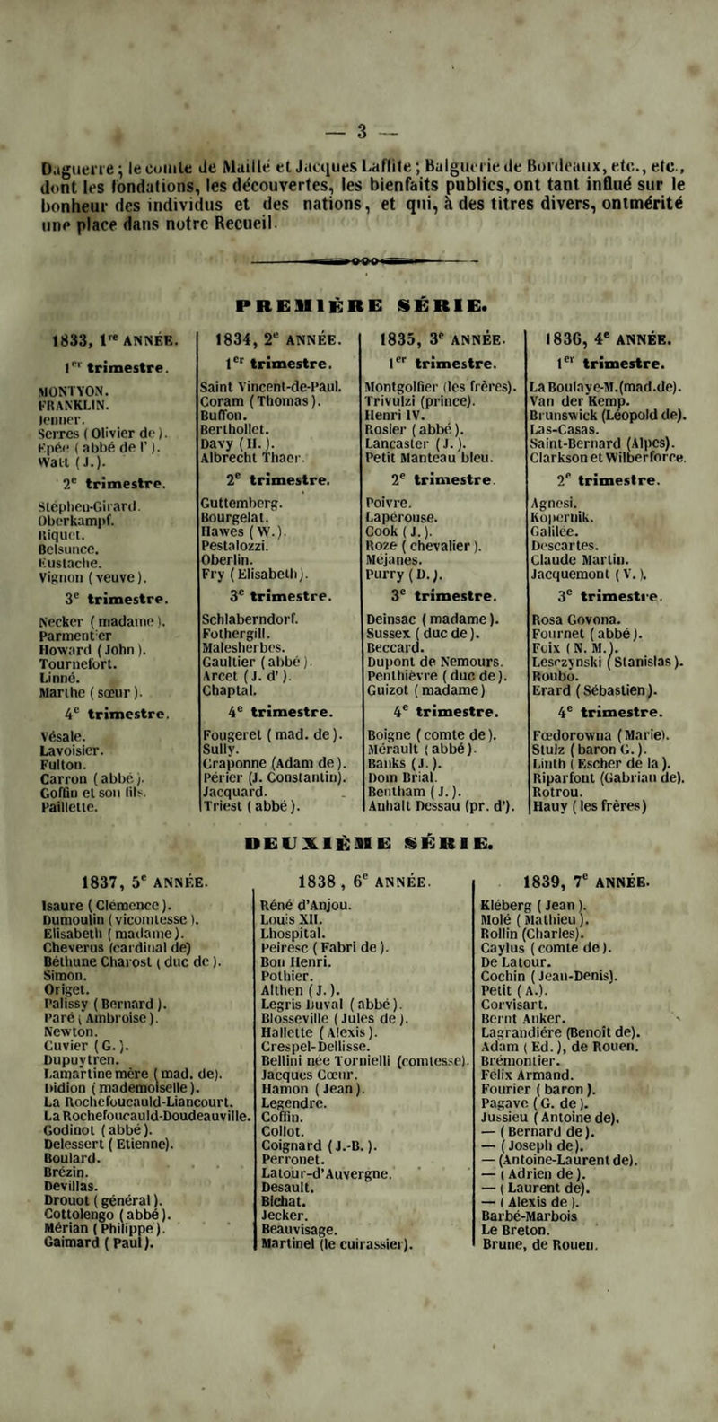 vigaLeur assez téméraire pour braver la prohibition et la peine qui y était attachée. Ces difficultés insurmonta¬ bles pour tout autre, ne découragè¬ rent point l’intrépide Poivre. Il apprit d’abord la langue malaie afin de com¬ muniquer sans interprètes avec les Moluquois, profita de son séjour à Manille pour cultiver la connaissance du gouverneur et puiser dans ses ar¬ chives les connaissances nécessaires à l’exécution de cartes exactes de l’ar¬ chipel des Moluques. Cependant la frégate promise n’arrivait point. En proie aux divisions intérieures qui an¬ nonçaient sa décadence prochaine, la Compagnie des Indes avait oublié Poi¬ vre son délégué. Las d’attendre, il s’embarque pour Pondichéri sur un vaisseau qui se présente, et il emporte dix-neuf plants de muscadiers avec un certain nombre de noix muscades propres à la germination, qu’il s’est procurées à grands frais. Il va récla¬ mer du gou verneurDupleix des moyens de transport aux Moluques : ses in¬ stances sont inutiles. Il se rend alors a l’île de France où bouvet, comman¬ dant par intérim, consent à mettre à sa disposition un mauvais navire de bent soixante tonneaux. C’est sur ce bâtiment que Poivre lit voile, le 1er mai 1754, pour Manille où la fortune désar¬ mée parsaconstance allaitenfin perdre pour lui quelques-unes de ses rigueurs. I II réussit à obtenir du gouvernement recette île la délivrance du roi d’Yolo, ■ue les Espagnols retenaient en prison. lie souverain reconnaissant devint un luxiliaire actif et utile de son libéra¬ teur- Poivre se mit en route sur cet Irchipel semé d’écueils et infesté le pirates, affrontant la mort, pour linsi dire, à chaque pas, mais soutenu lar cette énergie que les obstacles dé- leloppent toujours dans les âmes su¬ périeures. Il rencontra un vaisseau hol- Indais dont il n’évita la poursuite lu’en faisant arborer lui-même pavil- »n hollandais. Le capitaine de son lisseau, intimidé par tant de périls, Pu lait retourner à l’ile de France. ■Non, dit Poivre avec fermeté; non, Int qu’il y aura de l’eau et du riz à |>rd! » Un accident arrivé à sa frêle embarcation, l’empêcha d’aborder da ns. l’ile de Meado où il devait trouver des girofliers. Il parvint enfin à Timor, où il conclut avec les autorités du pays un traité par lequel on s’engagea à li¬ vrer à la Compagnie des Indes un nombre déterminé de plants de mus¬ cadiers de Banca et de girofliers d’Amboine. Poivre quitta la rade de Lifao, le 2 mai 1755, et arriva heureu¬ sement à l’ile de France, dans le cou¬ rant de juin suivant. Il versa dans la caisse de la Compagnie trois mille piastres qu’il n’avait point employées, et distribua aux colons de File trois mille noix muscades, un grand nom¬ bre de plants d’épicerie el quelques arbres à fruit de diverses espèces. « Aous apporteriez toutes ies épice¬ ries et même tout l’or des Moluques, lui écrivait-on de Paris, « qu’on ne voudrait pas les recevoir de vous. L’ingratitude de la Compagnie des In¬ des n’ayant que trop justifié cet avis, Poivre, après un voyage d’exploration dans l’ile de Madagascar, revint en Europe, fut pris une troisième fois par les Anglais, conduit à Cork en Irlande et enfin renduà son pays, en avril 1757. Il se retira à la campagne, près de Lyon, à La Fréta, charmante habita¬ tion , sur les bords de la Saône et s’a¬ donna entièrement à l’agriculture et à l’économie politique. Membre cor¬ respondant de l’Académie des scien¬ ces, depuis l’an 1754, il ne tarda pas â être appelé au sein de l’Académie de Lyon. Une foule d’hommes célèbres s’honorèrent d’entretenir des rapports avec lui, pendant neuf années qu’il passa dans cette heureuse retraite. Il y reçut des lettres de noblesse et le cordon de Saint-Michel, sans les avoir jamais sollicités. Cependant la dissolution de la Com¬ pagnie des Indes avait laissé à l’aban¬ don et livré à tous les désordres les îles de France et de Bourbon. Poivre est arraché à sa retraite, appelé à Pa¬ ris par le duc de Praslin , et contraint malgré sa répugnance, d’accepter les fonctions d’intendant de ces colonies. Il revint à Lyon. Une appréhension se¬ crète ajoutait à l’amertume du sacri¬ fice qu’on exigeait de lui. Il craignait