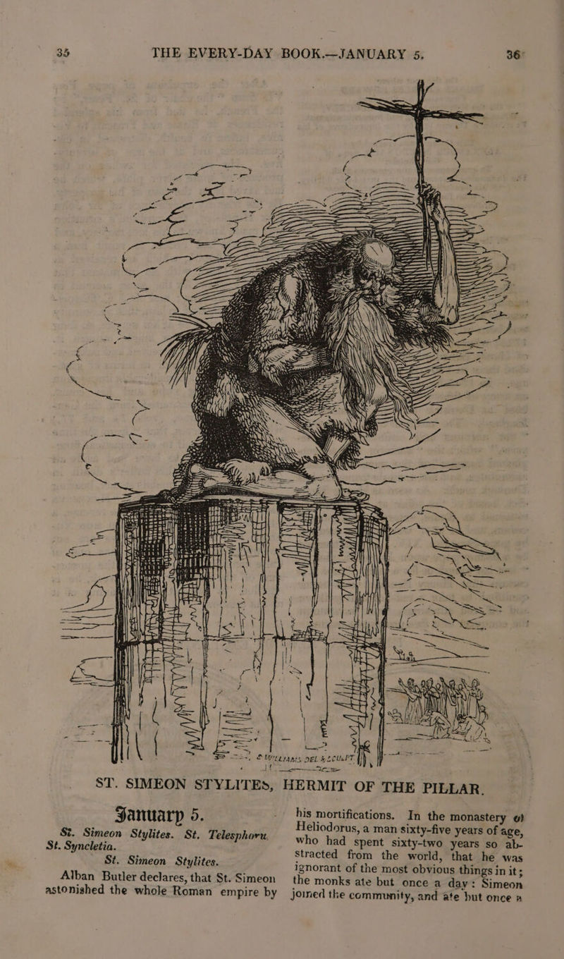 36° THE EVERY-DAY BOOK.—JANUARY 5. « EM tants DEL &amp; ECU 4 eee If SIMEON STYLITES, HERMIT OF THE PILLAR . ST. ee) &amp; o =