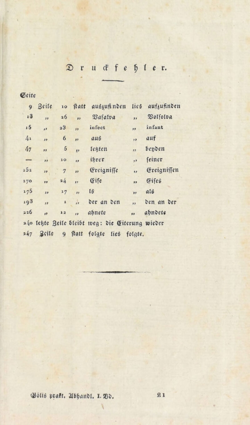X) r u cf f e f} l e r. ©fite 9 Seife 10 tfatt auöjufinfcen lui aufjuftnSen i3 9t 26 tt föflffllOrt tt SSolfoloa i5 tt 23 99 iufect tt in fant 4» 9t 6 tt «U$ tt auf 47 tt 5 tt le$ten 99 teilen — tt 10 tt iljrer 99 feiner l5i tt 7 99 (Steigniffe 99 (freigniffen 170 tt »4 19 Gife tt &ife$ 175 tt »7 tt 1$ tt alt 193 tt 1 1 tt Der an 5>en tt Uen an feer 226 tt 12 tt afjnefe tt afenfeete »4» lefcte Beile &leifrt weg: Sie Eiterung »ieöer »47 £ciU 9 ftott folgte lie$ folgte. tiJöliö ptflft. 3tf$att$l. I. SBi>. 9.1