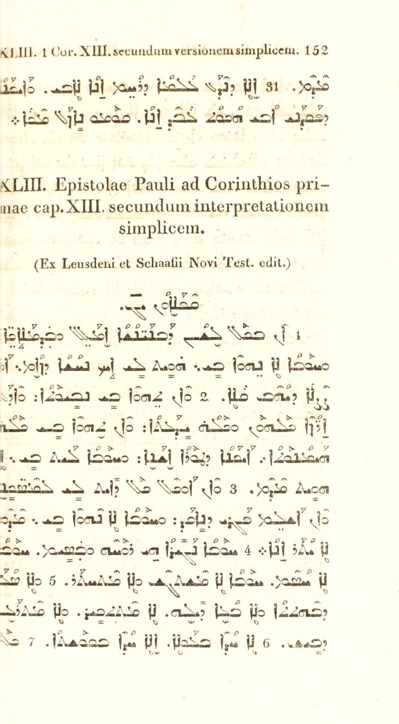 Ljo .-sji tfi ^ <?> V\81 • • r. 5» .P. «*> : P P ' V 7 |rV, oleato .p| tnA hiasci .A^ao? •1LIII. Epistolae Pauli ad Corinthios pri- mae cap.XIII. secundum interpretationem simplicem. (Ex Leusdeni et Scliaalli Novi Test. edit.) «7 ,P . D O , . . .. , O i- *.>cjl9 yj ^ A*OGl joCiJ ji U- * ' Z sc =c = ^ 7. ^ • P >* .«rs 32* .'■c9|0 : jociA «|o 2 .jio *cn»9 p.j j ^ 7 .*>>• >* . 2* 3*V?2 ruAo foci A «jo :jAA.-* rw-ioo <cci—o njf I w X ,3= X — - \ P ^ 3 7, . P >■ 3^r3T7 , ^ * 07 i •. AaA |H3mO :(1a| |90£> {.lOtj .•]AalAa*Q1 zc w w ly.?>.-iv, A*j p \^cj ^jo 3 ./Ojio A*oct oAo •. fcnJ U : top9 ^i_s )Or--A,j <Jo : = r =• • •• x O ^ /9 = p* p >. P F^*2 o^u .)c«*S2£o cu*c9 -ci |;*_J (£:« 4 ❖p| hA* U 3= • — # — ^ 7 P Air jJo 5 .9AmAIo po u^ZU* p fc*L .>osaJ p ^ <a c ^ —9-‘-Ao po . ^oAA_o p .cii*9 jAn po j A Ani: 9 w ^ • -j- . ' ^ U/ * SI/ * * .0 S>» ji.fl ... ,. F O ,, ■^S 7 . I AaOOA, jt*A Pf .pcAn fru P 6 /IS p