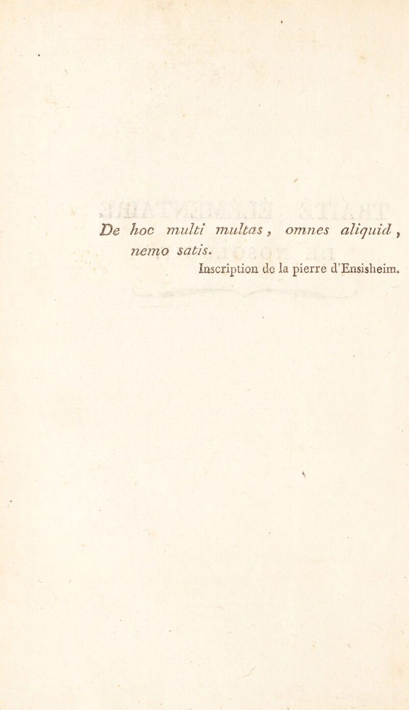 De hoc multi muîbas ^ omnes aliquicl, nemo satis. Inscription de la pierre d’Ensisheim.