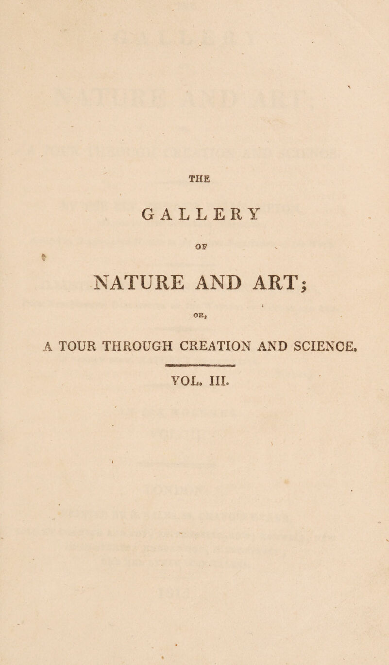 GALLERY OF NATURE AND ART V OR, A TOUR THROUGH CREATION AND SCIENCE, VOL. III. I