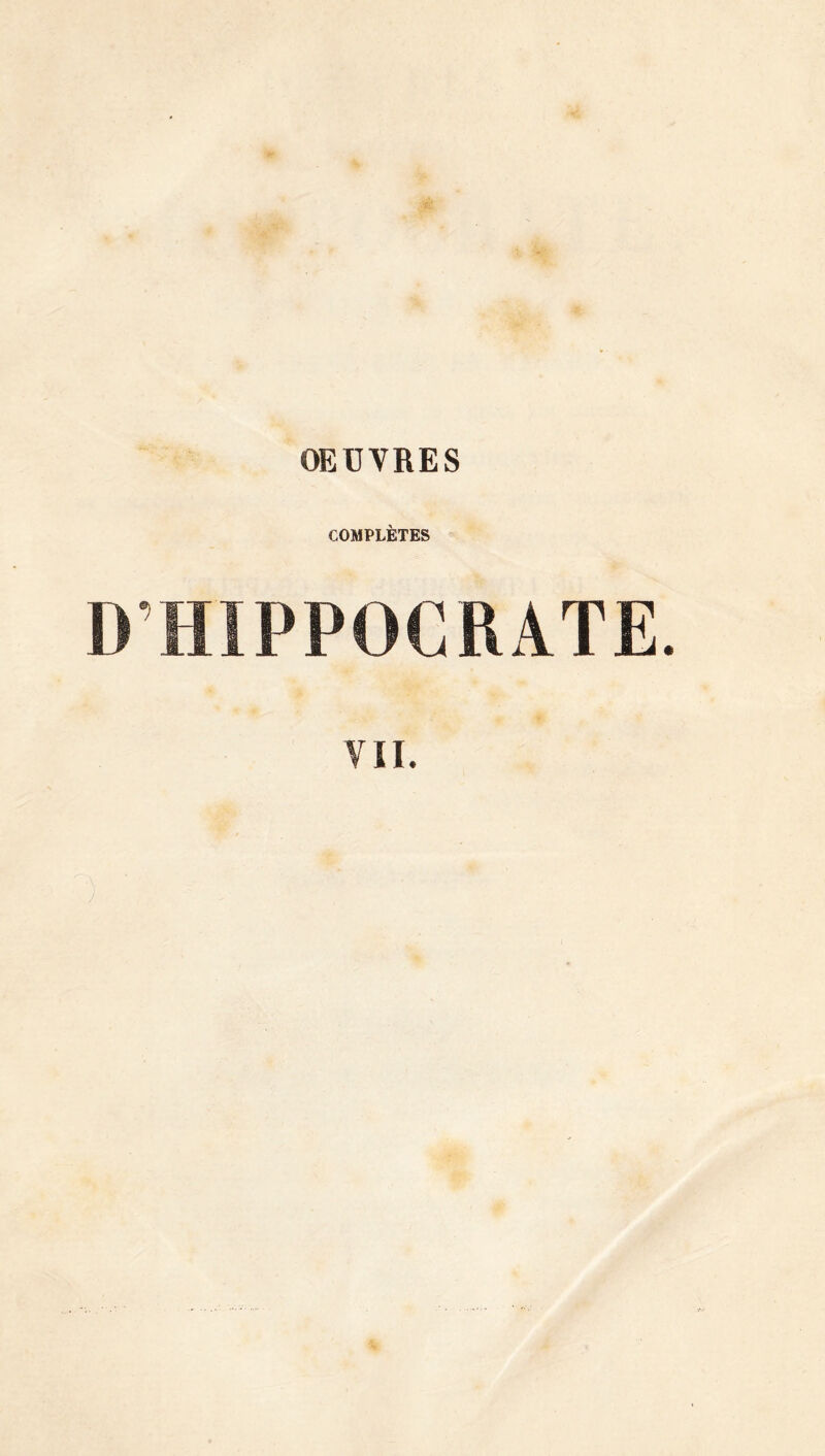 OEUVRES COMPLÈTES D’HIPPOCRATE.