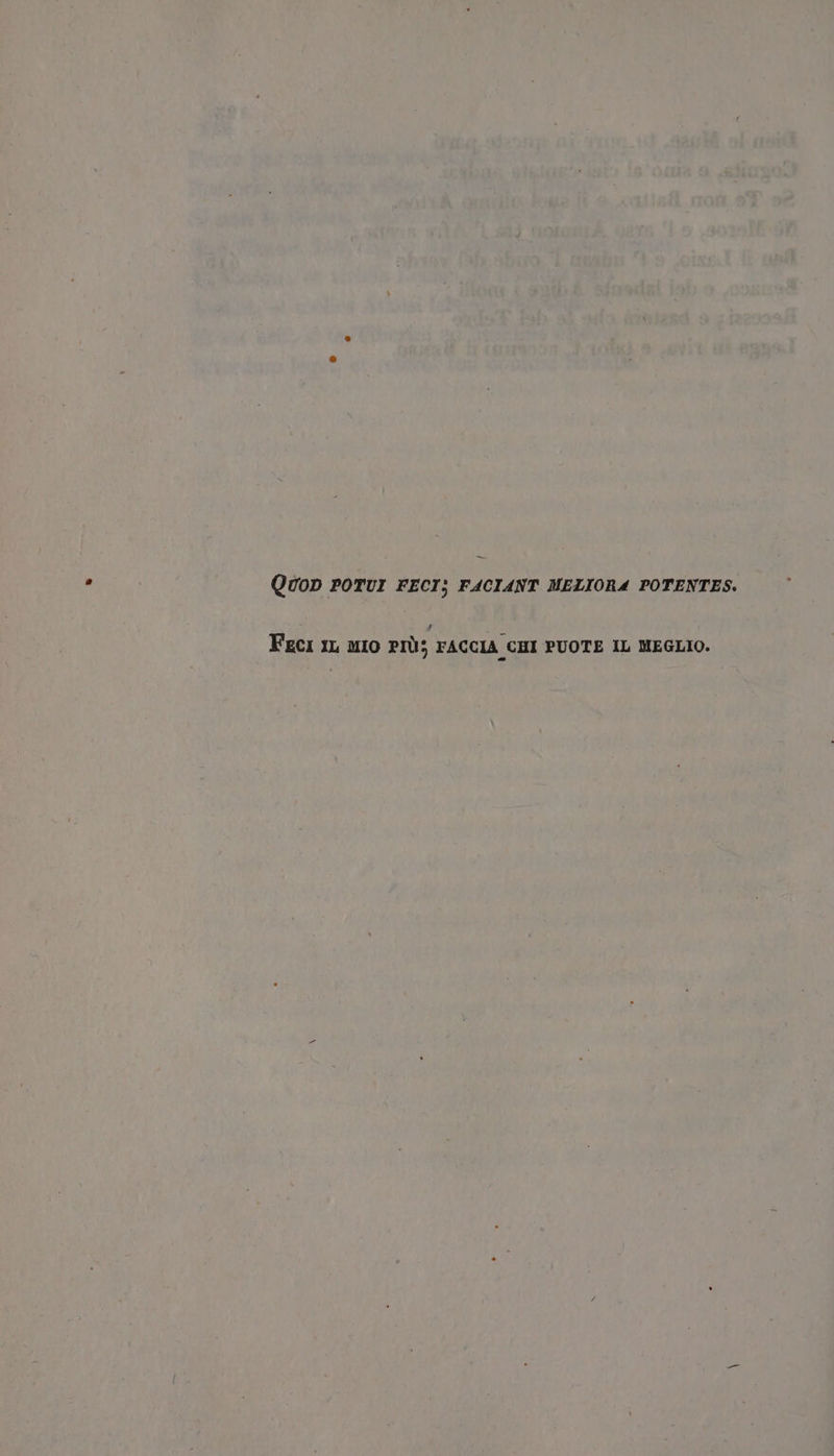 QUOD POTUI FECI; FACIANT MELIORA POTENTES. Feci IL MIO PIÙ; FACCIA CHI PUOTE IL MEGLIO.