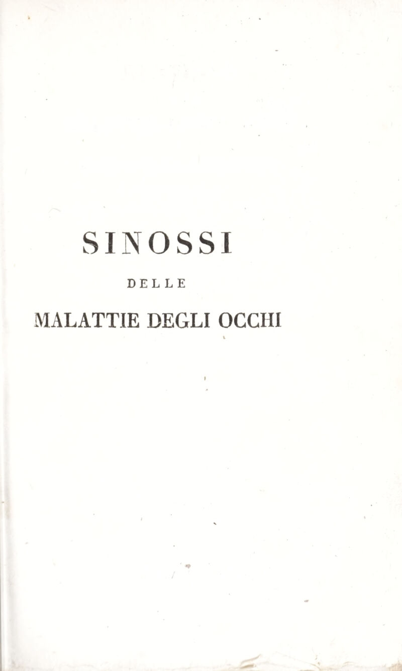 SINOSSI DELLE MALATTIE DEGLI OCCHI