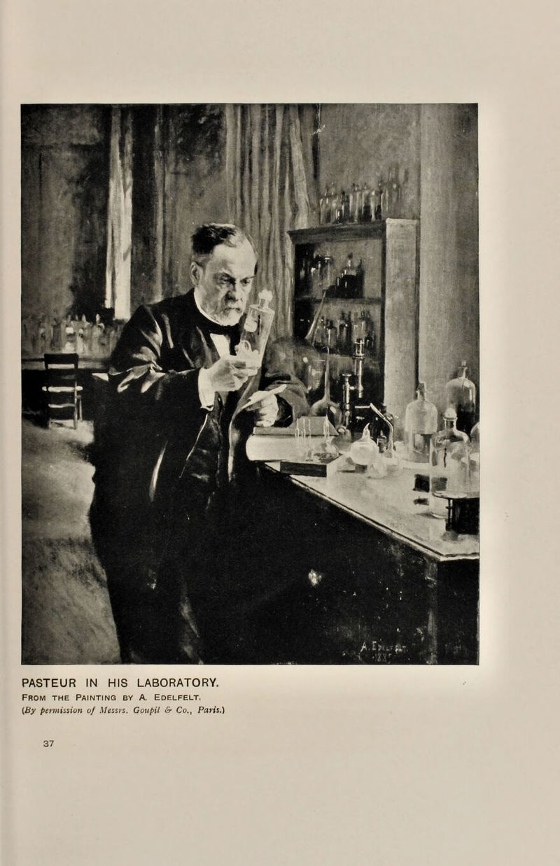 PASTEUR IN HIS LABORATORY. From the Painting by A. Edelfelt, (By permissiun of Messrs. Coupit & Co., Paris.) 37