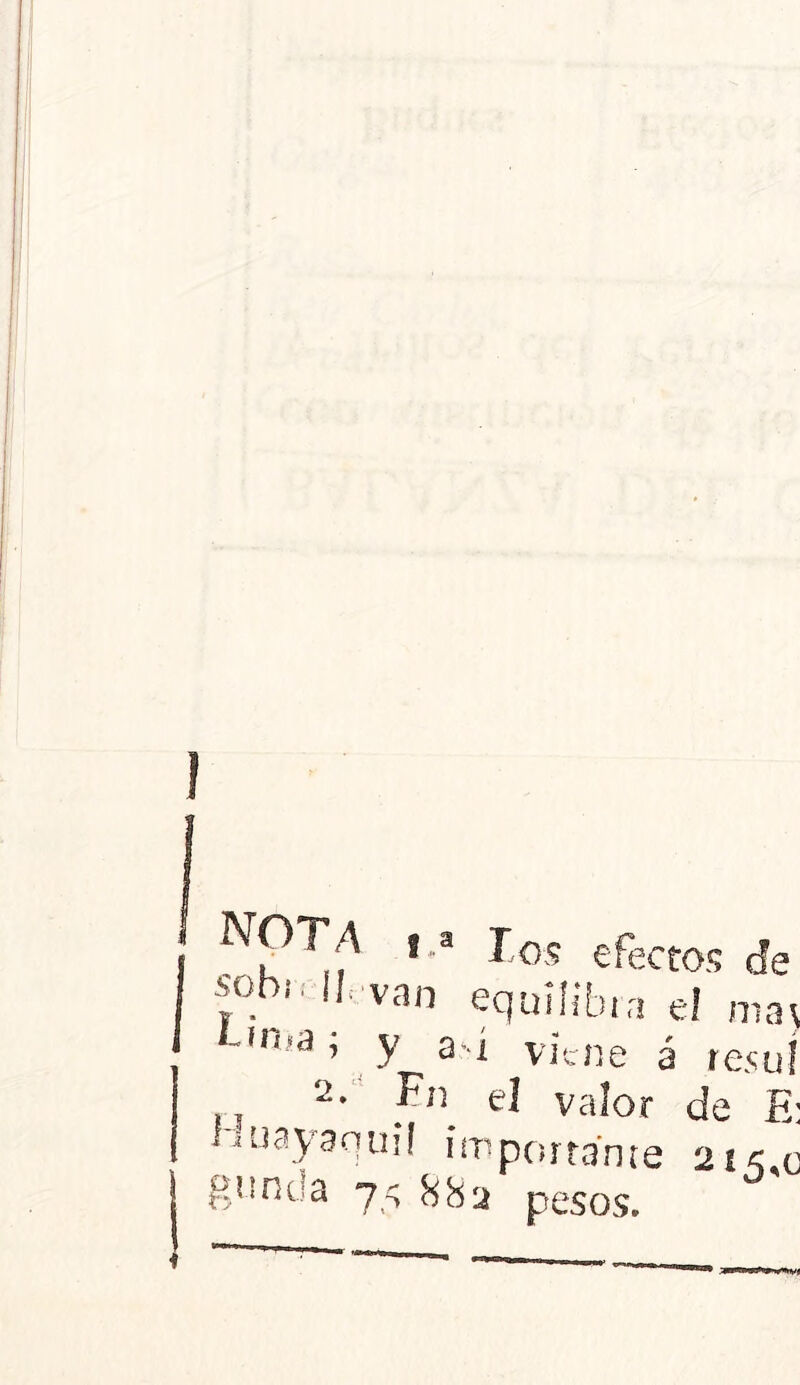 i . Ol /\ s.a Jos efectos de f.bl' l,‘-van equilibra el ma\ I i y a i viene á resuí ri 2- tí valor de E: huayaquií importante giífií a 75 882 pesos.