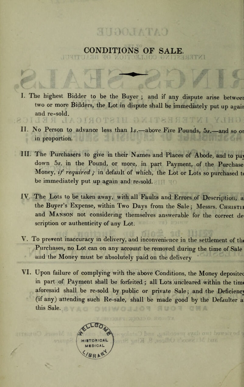 10 A silver whistle ; an ivory card case ; and 2 Scotch snuffboxes 11 A minute masonic medal, in gold, of the Duke of Sussex, very rare 12 A ditto - T 1 $ £ V p a *8^ # * \ 4 13 A specimen of platinum, melted by the blow pipe; a ditto of native silver the ashes of some bank notes, burnt at the Bank of England; and 2 gin flints, calcined at the fire in the Tower 14 An opera glass, in a mother-o’-pearl enamelled case 15 A binocular ditto, in an ivory case 16 A bo* of dice; a case of teeth instruments; and a snuff box, with Mary anc Chatelar . . i 17 A snuff box, painted with two old men; 1 other, painted ; and 1, with a was medallion 18 A snuffbox, with medallion of the Duke of Wellington; and 4 others 19 Two silver medals of George III. ; and a minute medal of the Duke o York, in gold 20 A large slab of green jasper; and a pair of smaller, of jasperized agate 21 A triangular silver box, with a Hebrew manuscript on vellum 22 A nilometer; and 3 Egyptian deities, enamelled 25 A Chinese box, containing two hundred pearl counters, engraved with the arms of England and the initials of Queen Charlotte 26 A ditto, containing one hundred and fifty-seven counters 27 A box of ecarte cards and counters 28 A gold cigar case, engine-turned 29 A ditto match box 30 A gold cigar pipe, contained in a shagreen case 31 A ditto, with a head of a satyr 32 A tobacco box, silver gilt, with birds and plants, in relief, in Japanese work 33 A cigar box, silver gilt inside; a knife, shaped as a dog; and a morocco case, with instruments