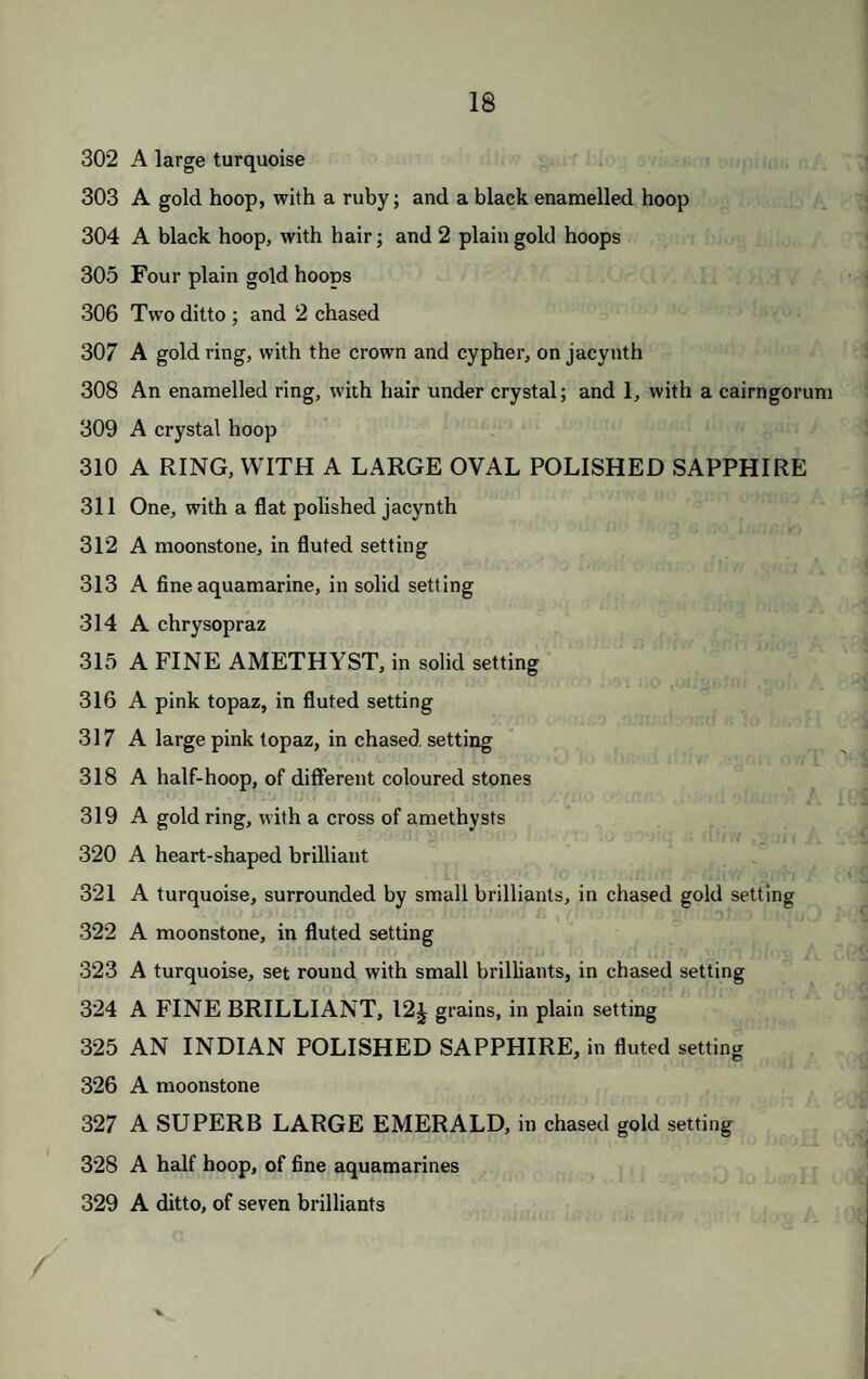 } A Highland claymore, with steel basket, and Andrea Ferrara blade i A DRESS CAVALRY SWORD, with gilt sheath, engraved, on the handle is the star of the Garter, chased, and surmounted by the crown > A Turkish sabre, the handle and mountings of the sheath of silver gilt, richly chased 5 A sabre, with the name of Coales on the blade, the sheath of metal gilt, engraved 7 A VERY CURIOUS COUTEAU DE CHASSE, by Vincenzo Labruna, containing a pistol and knife and fork in the tortoiseshell handle / 8 A couteau de chasse, inscribed on the blade “ Min. Sinai. Hes., with horn handle and knife and fork, gilt 9 An old Italian dagger, inscribed on the blade “Antonio Picinino,” with agate handle 0 A Persian dagger, with agate handle, silver mounted 1 A DRESS SWORD, BY PROSSER, worn by His late Majesty 2 THE CAVALRY SABRE OF WILLIAM IV., with steel sheath 3 A Persian sabre, with Damascened blade, engraved with a text, in a sheath of white metal 4 A German cavalry sabre, without a sheath; and 2 blades 5 A couteau de chasse, with ivory handle, silver mounted 6 AN ANCIENT STRAIGHT SWORD, the blade engraved “ Santissimo Cruscifusio,” and on the other side “ Men. Senal. Hes.,” in modern brass 7 A naval sword, with ivory handle 8 A spear which belonged to William III. 19 A battle axe PISTOLS. )0 A pair of six barrel, self acting, revolving pistols, by Jones )1 A pair of short, double barrel, flint pistols, by Kuchenreutter F 2