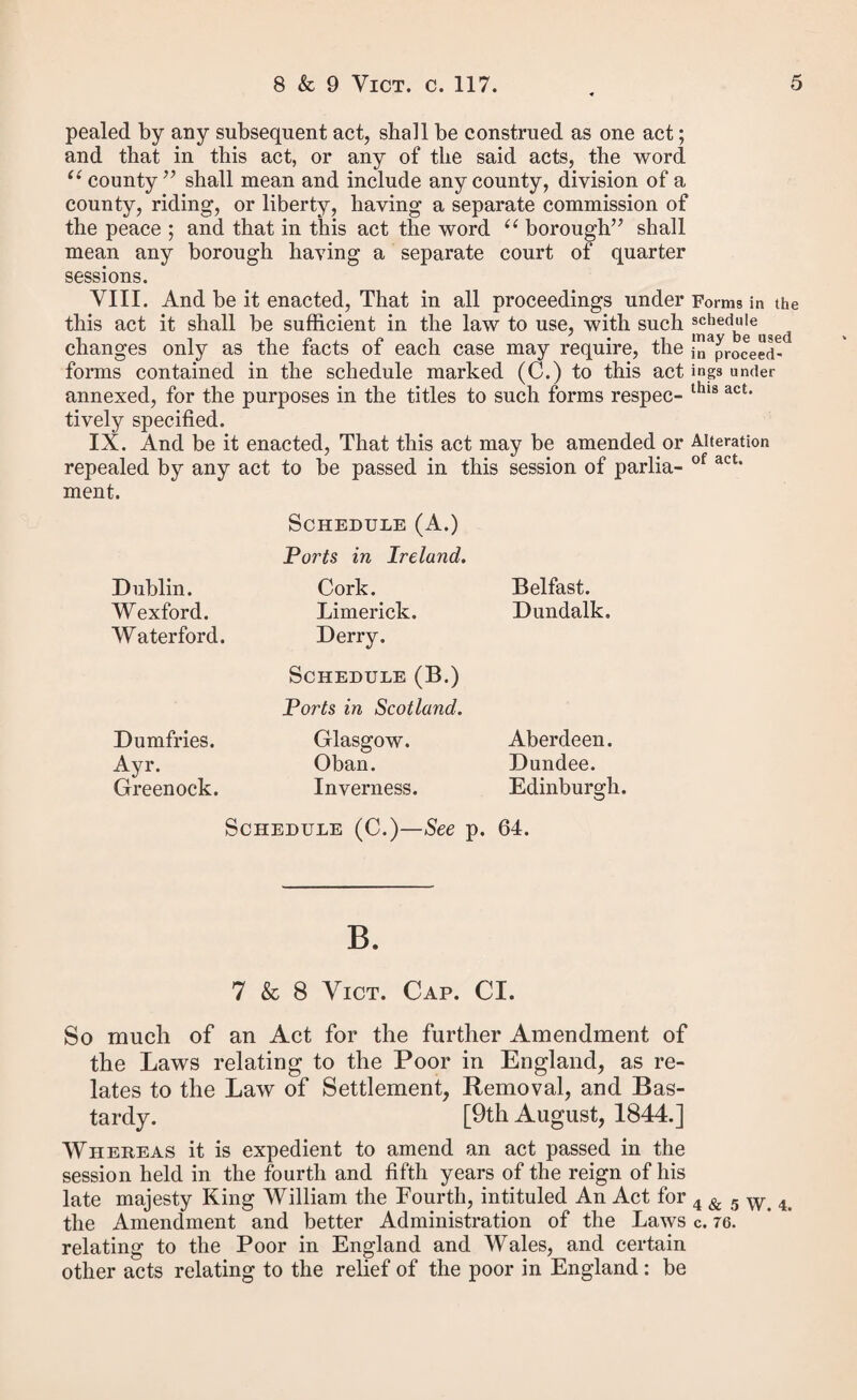 58 JURAT, form of, 22. JURISDICTION of removing justices, 36. of Court of Queen’s Bench, 296. JUSTICES, jurisdiction of, in order, 36. when disqualified by interest, 37, 293, 294. signatures of, to order, 37. L. LUNATIC PAUPERS, removal of, 50. appeal against order, 60, 78. notice of, 86. grounds against, 90. not allowed to remain in workhouses, 50. 9 Geo. 4, c. 40, proceedings under, 50—54. form of warrant to convey to asylum, 53. power to send to private asylum, when, 54. chargeability of, 54. settlement, when ascertainable, 59. costs, 54. order for, 56. form of order of removal, 57. discharge of, from asylum, 60. M. MANDAMUS, interference by, 297. time for applying for, 301. costs of, 301. MAN, ISLE OF, PAUPERS.—See Scotch. MARRIAGE SETTLEMENT, law of, 131. evidence of, 140. when abroad, 141. grounds of objection to, 145. forms of, 147. statement of, when alleged by the appellants, 153. MARRIED WOMEN, bastards of, 112. MATERNAL SETTLEMENT, 117. MERITS, what are, 285. orders quashed not on, 77.