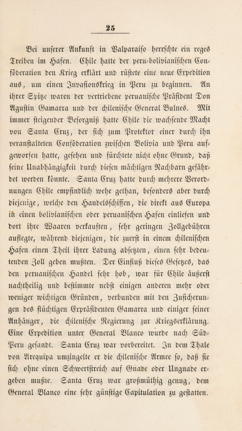 354 ftettt ftnb; fo fte^t man fyäufig 9^5cfe, bereu obere §ätfte brennenbrotß', bie untere fdjmefetgelb ift unb oft nod) mit rot) auSgefdjnittenen, lebhaft gefärbten Blumen ober gefdjmacf* tofen ©otbßicfereien berßert. Zin HeitteS $ud) au$ lang* paariger Sßottc (Mantilla), baS über bie 0d)uttern gemor* feit unb unter bem $inne mit einer taugen fttbernen 9kbet, ober einem ZactuSftadjet, befeftigt wirb, bottenbet ben 5fn* §ug. 3n biefe Sftantitta ober in einen $ond)o ttndetn bie Mütter it)re $tnber ein, werfen fte auf ben Druden, fnü* pfen ba3 £ud) auf ber 33ruft ^ufammen unb tragen fo bie Steinen ben ganzen £ag bei tfjrcr Arbeit f)erum. 3)a3 fyäu@tidje Men ber Snbianer ift außerorbenttid) freubentog; ungefettig unb ftnjier leben bie (Satten, fd)eu nähern ftd) ißnen bie itinber, unb c$ bergetjen £age, ot)ne baß ein freunbtid)e3 Sort §wifd)en ißnen gewedjfett Wirb. Sßenn nicfjt SBefdjaftigungen ben Sttbianer in’$ freie getb rufen, fo ftftt er in ftummem §inbrüten in feiner bpütte, faut Zoca unb pflegt einer tauttofen 9tut)e. Sttittßedenber, at@ gegen fein Seib, ift er gegen feine greunbe, mit benen er oft tjalbe 9läd)te burd) geheime Unterrebungen pflegt) aber e6 tarnt ißm nid)t ber Vorwurf gemad)t werben, baß er feine grau unmenfd)tid) beraubte ober btoS at3 feine 6ctabtn betrachte, wie bieß bei fo fielen wilben lottern ber gatl ift. 2ßie bie peruanifd)en Sttbianer, außer ber burct) @ewatt aufgebrungetten Regierung, nod) eigene nur bott itgten aner* fannte 53et)brben nad) bem dufter ber Sncabpnaftie ßaben, fo fangen fte aucß, neben ber d)riftlid)en Religion, mit fyartnädi* ger 8etjarrtid)feit an retigiofen Zeremonien, bie ftd) born 33itberbienfie ißrer $orfaf)ren burd) Safjrßunberte fortgeerbt