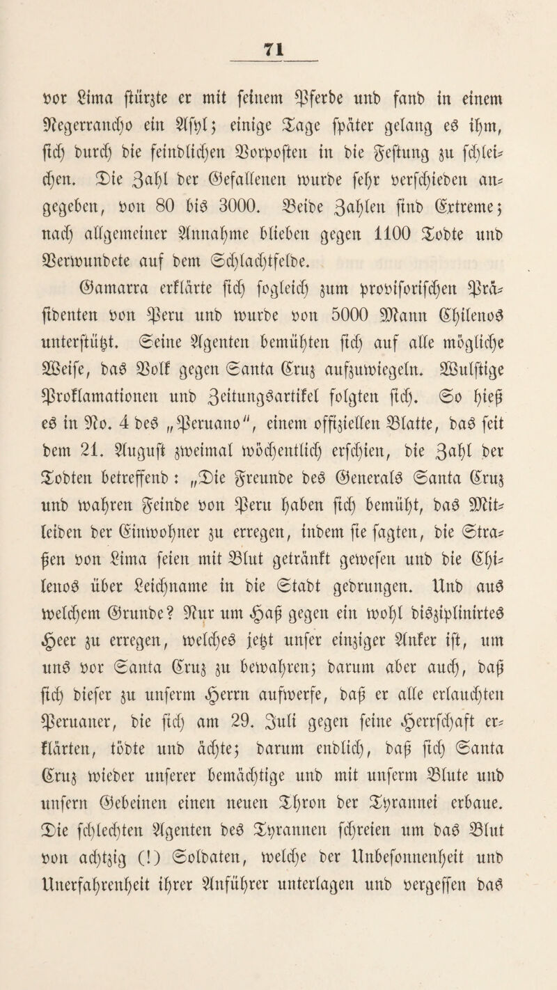 126 mefyr in neue Unternehmungen, in benert mieber bie gemott* nenert (Sa^italien verloren gehen. 3)ie 23eifpiele, baß ftd) ein 9)?inenbefttzer nad) ber Ausbeute einer 23opa, mit feinem, nad) jahrelangen vergeblichen Arbeiten, enblid) erworbenen 9ietd)thum zurüdgezogeit hatte, gehören zu beit größten <5eU tenf)eiten. 2)ie eitle Hoffnung, burd) fortgefe^teö ©raben ihn 311 vermehren, treibt ihn ba$ ©ewiffe an baS Ungewiffe zu wagen. iDie ©rttben liefern nur nod) geringe Metalle ober bie 23ergwaffer bringen in ben Sd)ad)t; ba nun fefjon ein tydl be$ ©ewinnfte^ an bie gortfehung ber Arbeiten gefegt ift, fo muß aud) nod) ber 9ieft folgen, aber e8 bleibt er* folgtet, unb er fielet ftd) genötigt, Wieberum zu frentben Füllmitteln feine 3uflud)tl zu nehmen. 3af)re berftreidjen, bie erwartete 23opa bleibt immer auS $ er ftirbt zuletzt mit feinen fd)onen F°ffuungen unb ber einft fehr reiche 9ttinero hinterläßt feinen ivinbern nur eine tief berfd)ulbete ©rube mit hod)ji unftd)ern £lu6ftd)ten auf große Sd)ä£e. ©8 ift merfwürbig, wie baö Sntereffe am Bergbau ftd) Zu einer SEButh fteigert, bie feine ©ranzen fennt. 2öenn aud) ber SDUnero tjuubert ÜRal feinen gänzlichen 0f£uin in biefer ©atriere erfemtt, fo übertäubt bod) bie ©elbgier bie (Stimme ber Vernunft unb bie unbefonnenen FÖffnungen malen ihm bon £ag zu £ag, bon 3aßr za 3abr einen nahen uner* meßlidjen 9feid)thum bor. ?DZit biefem rücfftdjtSlofen, ftarren Verfolgen be6 einmal eingefd)lagenen 2ßege6 bereinigt ftd) bie unüberwinblidje 9?ei* gung za harten* unb Söürfelfpiet zum 93erberben be3 9DU* nero. $ielleid)t nur in wenigen fünften ber 2Öelt wirb fo biel unb hoch gefpielt, wie im ©erro be $a6co, wo burd) ben Ueberfluß bc$ Stlberö biefem ^ationadafter ber Spanier unb