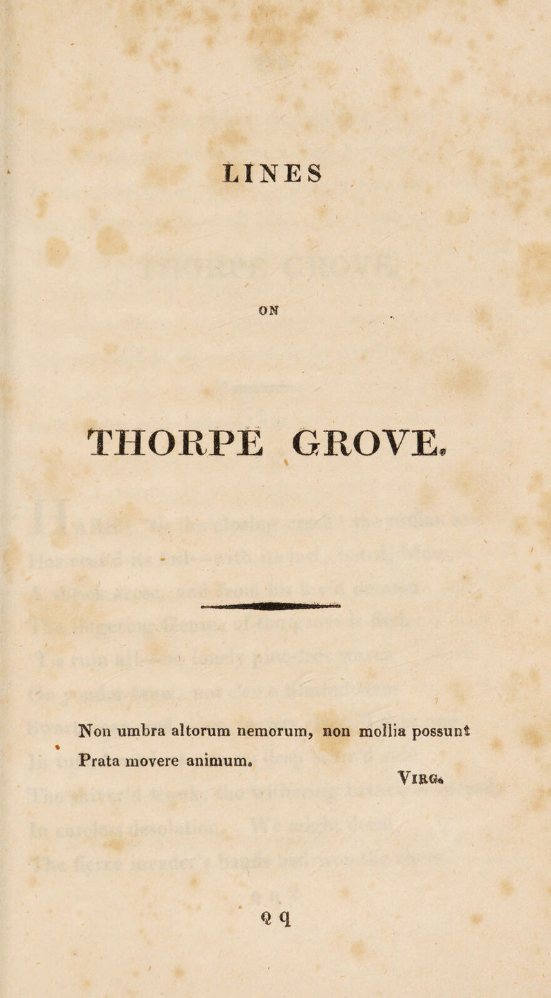 LINES ON THORPE GROVE, * Non umbra altorum nemorum, non mollia possunf Prata movere animum. VlRCU