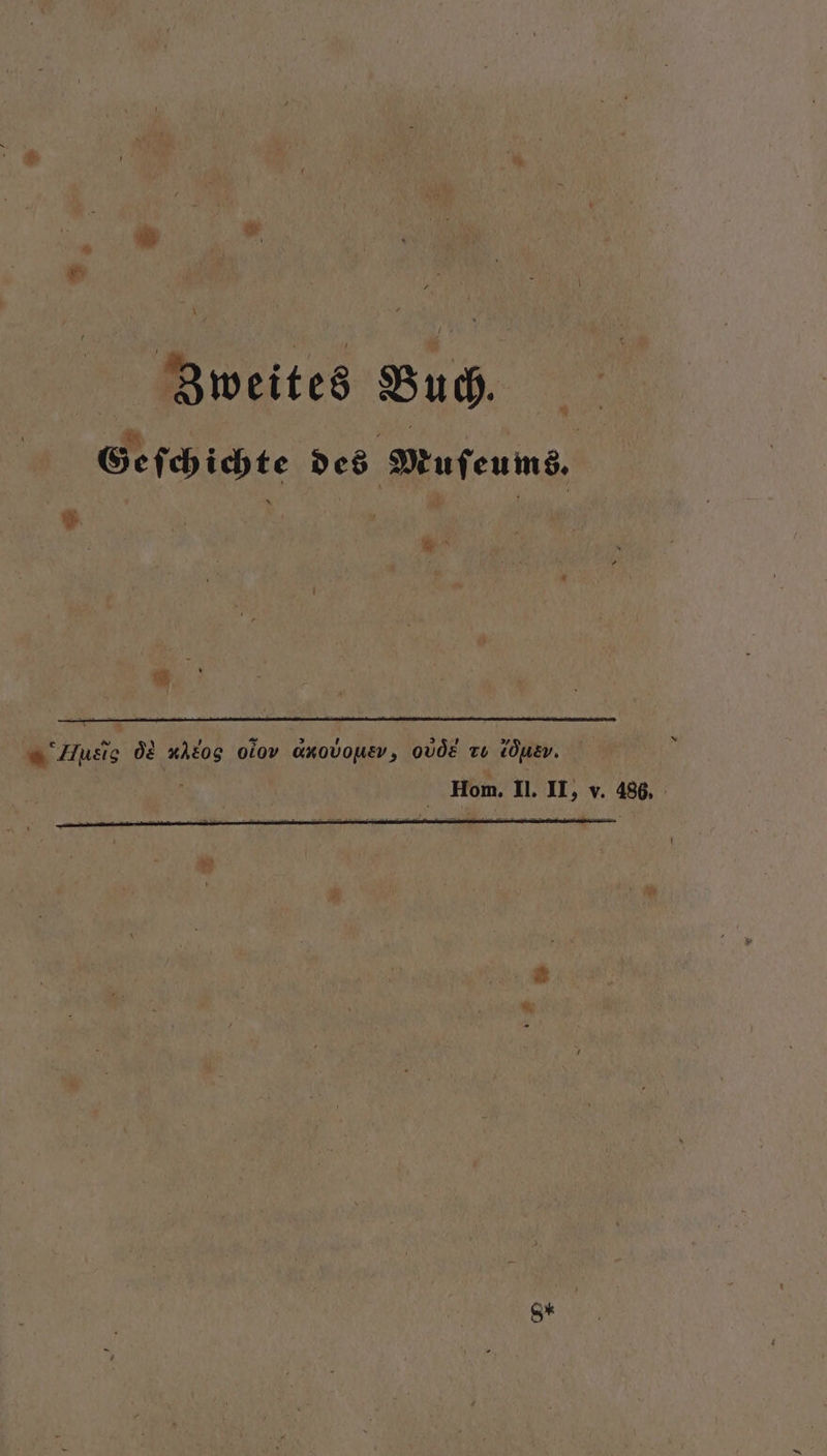 Zweites Buch. Geſchichte des Muſeums. . % x EN R * Iusts de aAEog olov anovouev, ode zu d i Hom. II. II, v. 486.