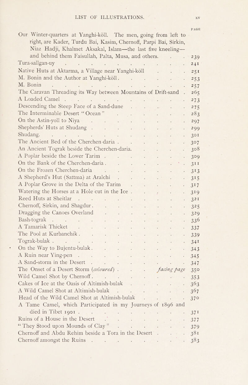 PAGE Our Winter-quarters at Yanghi-köll. The men, going from left to right, are Kader, Turdu Bai, Kasim, Chernoff, Parpi Bai, Sirkin, Niaz Hadji, Khalmet Aksakal, Islam—the last five kneeling— and behind them Faisullah, Palta, Musa, and others. . .239 Tura-sallgan-uy . . . . . . . . . .241 Native Huts at Aktarma, a Village near Yanghi-köll . . 251 M. Bonin and the Author at Yanghi-köll. ..... 253 M. Bonin . . . . . . . . . . .257 The Caravan Threading its Way between Mountains of Drift-sand . 265 A Loaded Camel . . . . . . . . . .273 Descending the Steep Face of a Sand-dune . . . . 275 The Interminable Desert “Ocean” ...... 283 On the Astin-yoll to Niya . . . . . . . .297 Shepherds’ Huts at Shudang ........ 299 Shudang. . . . . . . . . . . .301 The Ancient Bed of the Cherchen daria ...... 307 An Ancient Tograk beside the Cherchen-daria. .... 308 A Poplar beside the Lower Tarim ....... 309 On the Bank of the Cherchen-daria. . . . . . • 311 On the Frozen Cherchen-daria . . . . . . 313 A Shepherd’s Hut (Sattma) at Aralchi . . . . . 315 A Poplar Grove in the Delta of the Tarim . . . . -317 Watering the Horses at a Hole cut in the Ice . . . . .319 Reed Huts at Sheitlar . . . . . . . . - 321 Chernoff, Sirkin, and Shagdur. ....... 325 Dragging the Canoes Overland . . . . . . >329 Bash-tograk ........... 336 A Tamarisk Thicket . . . . . . . . .337 The Pool at Kurbanchik . . . . . . . . - 339 Tograk-bulak ........... 341 On the Way to Bujentu-bulak........ 343 A Ruin near Ying-pen ......... 345 A Sand-storm in the Desert . . . . . . . .347 The Onset of a Desert Storm (coloured) . . . facing page 350 Wild Camel Shot by Chernoff. ....... 353 Cakes of Ice at the Oasis of Altimish-bulak ..... 363 A Wild Camel Shot at Altimish-bulak . . . . . -367 Head of the Wild Camel Shot at Altimish-bulak . . . 370 A Tame Camel, which Participated in my Journeys of 1896 and died in Tibet 1901. . . . . . . . 371 Ruins of a House in the Desert .' . . . . . -37 7 “ They Stood upon Mounds of Clay ” ...... 379 Chernoff and Abdu Rehim beside a Tora in the Desert . . *381 Chernoff amongst the Ruins ........ 383