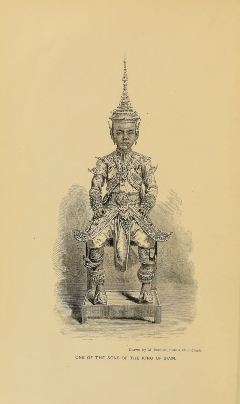 Drawn by M. Bocourt, from a Photograph. ONE OF THE SONS OF THE KING OF SIAM.