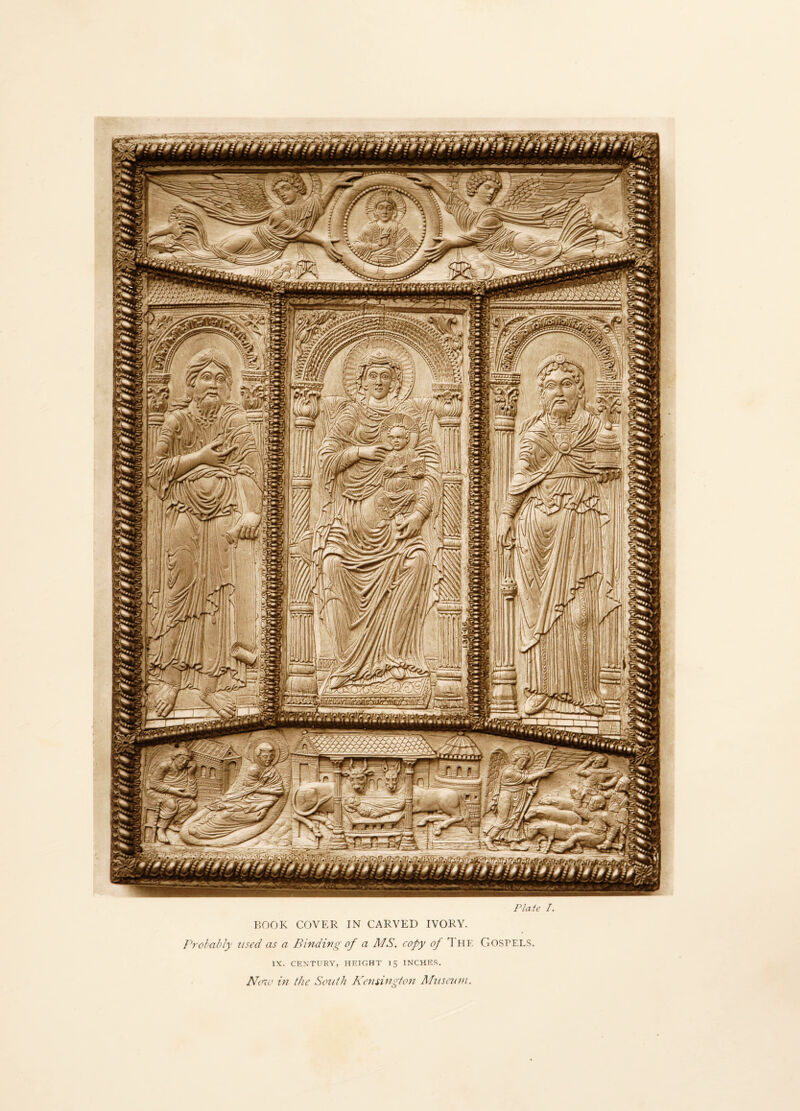 KOOK COVER IN CARVED IVORY. Probably used as a Binding of a A/S. copy of 1 HE Ncnv in the South Kensington Museum. Gospels.