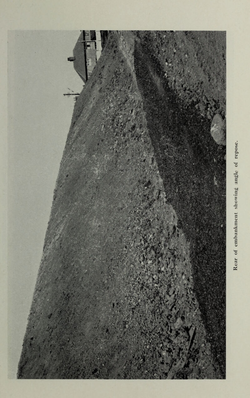 Rear of embankment showing angle of repose.