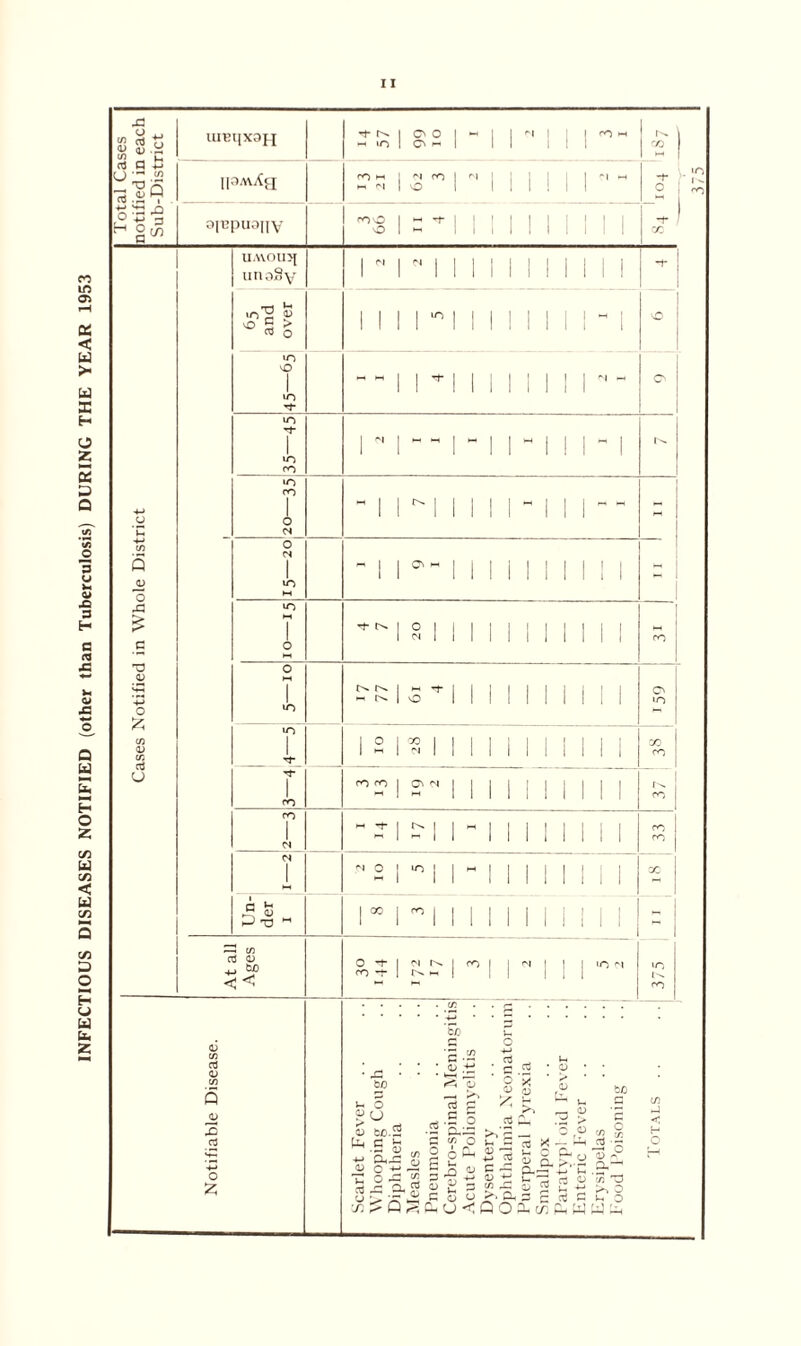 INFECTIOUS DISEASES NOTIFIED (other than Tuberculosis) DURING THE YEAR 1953