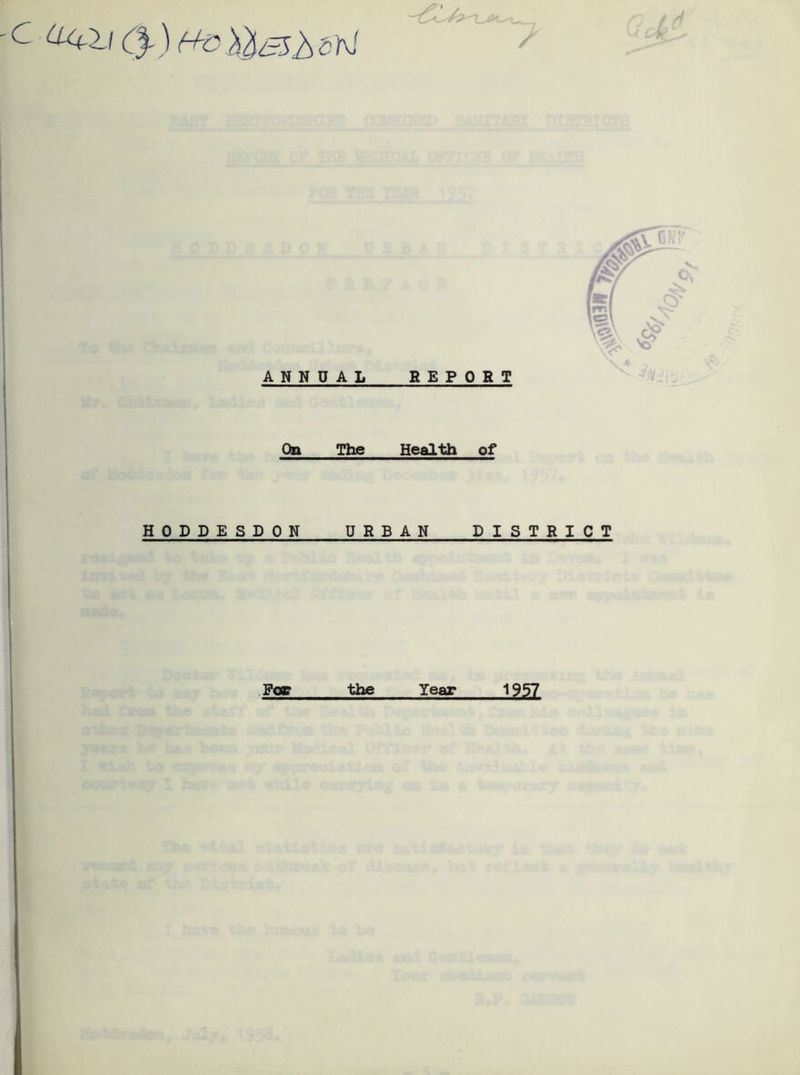 On The Health of HODDESDON URBAN DISTRICT