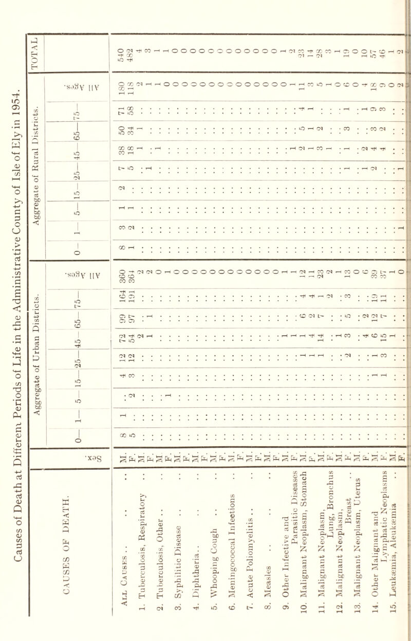 Causes of Death at Different Periods of Life in the Administrative County of Isle of Ely in 1954.