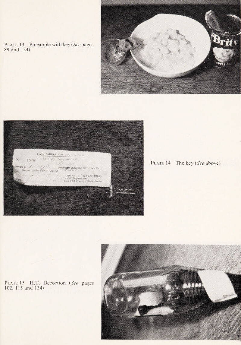 Plate 13 Pineapple with key (.Seepages 89 and 134) Plate 15 H.T. Decoction (See pages 102, 115 and 134) - 'V