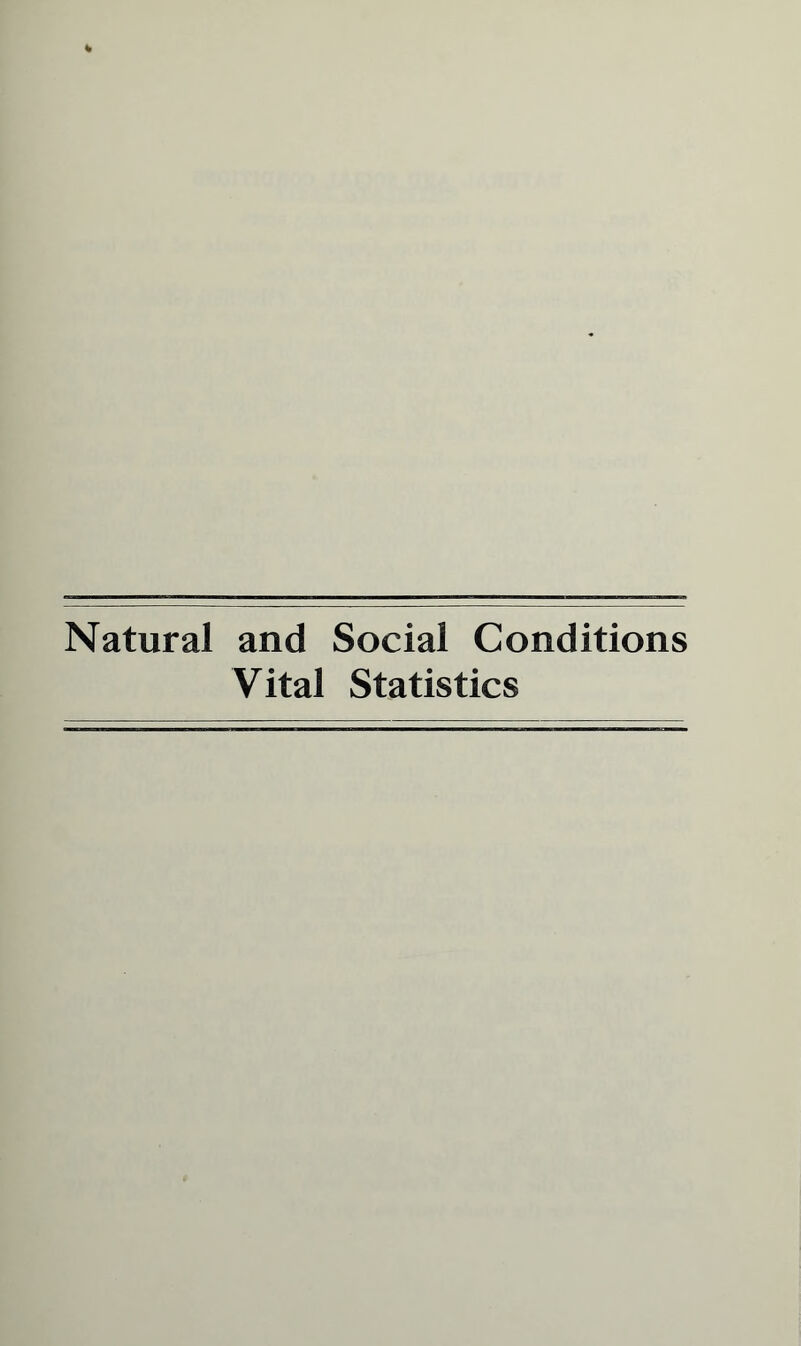 Natural and Social Conditions Vital Statistics