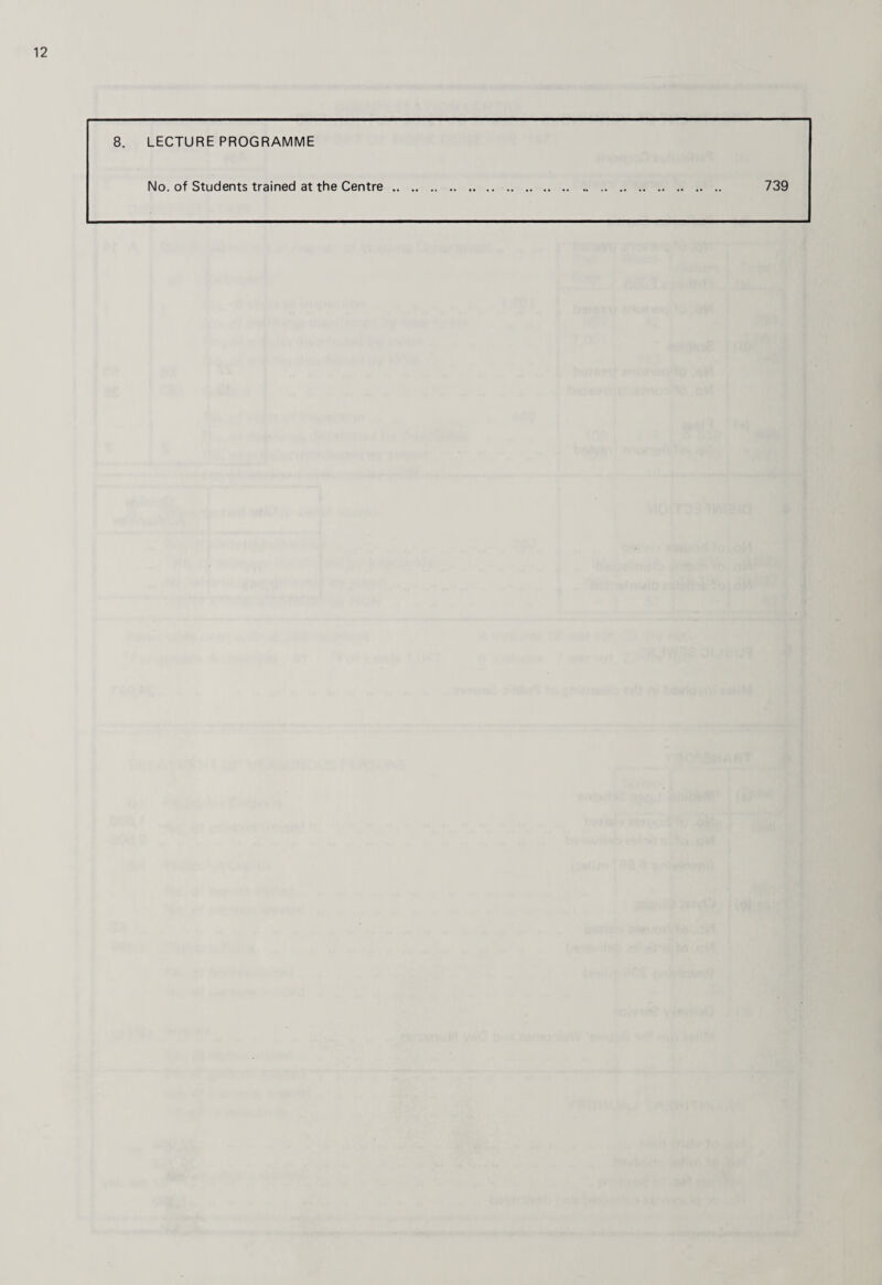 8. LECTURE PROGRAMME