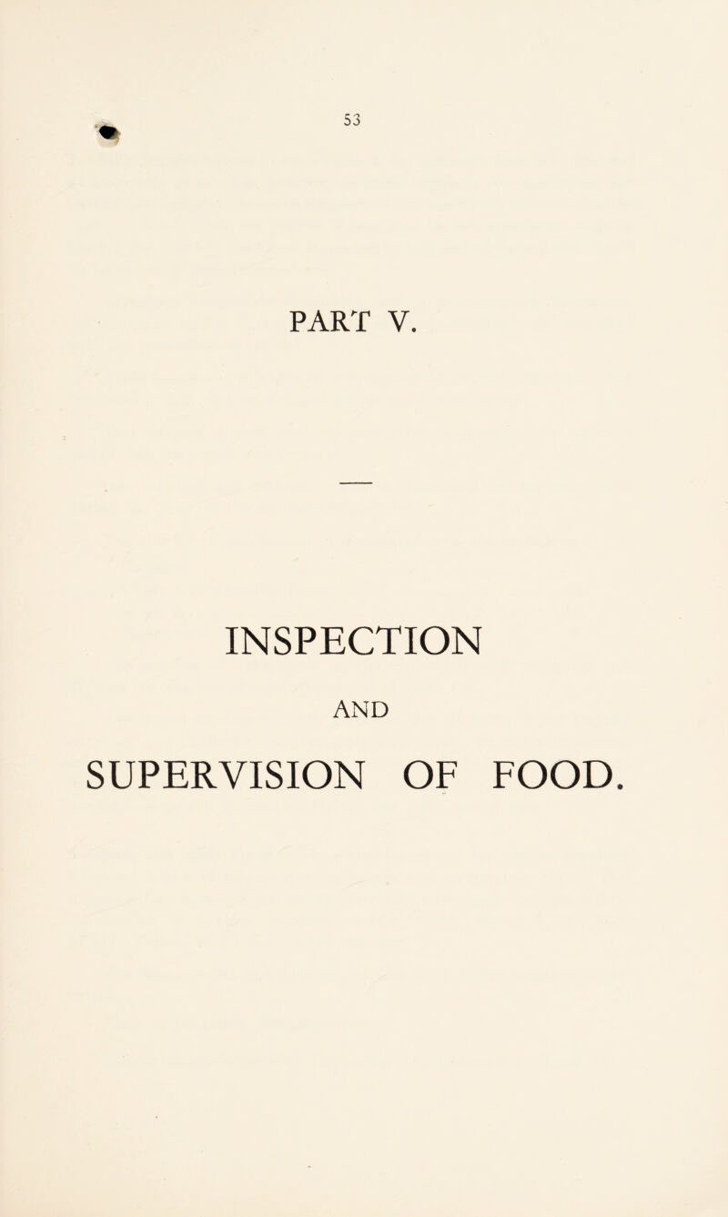 PART V. INSPECTION AND SUPERVISION OF FOOD.