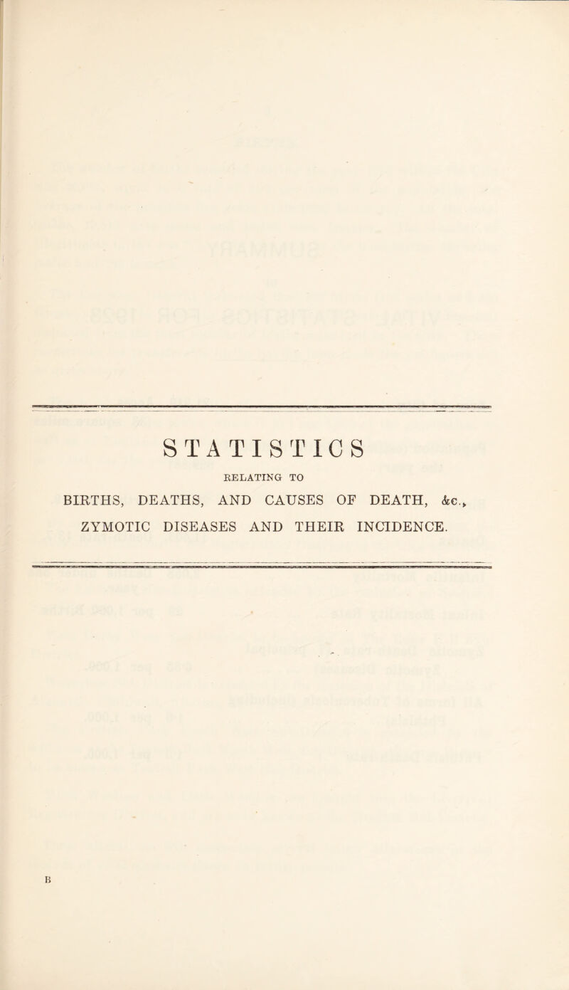 STATISTICS RELATING TO BIRTHS, DEATHS, AND CAUSES OF DEATH, &c.„ ZYMOTIC DISEASES AND THEIR INCIDENCE.