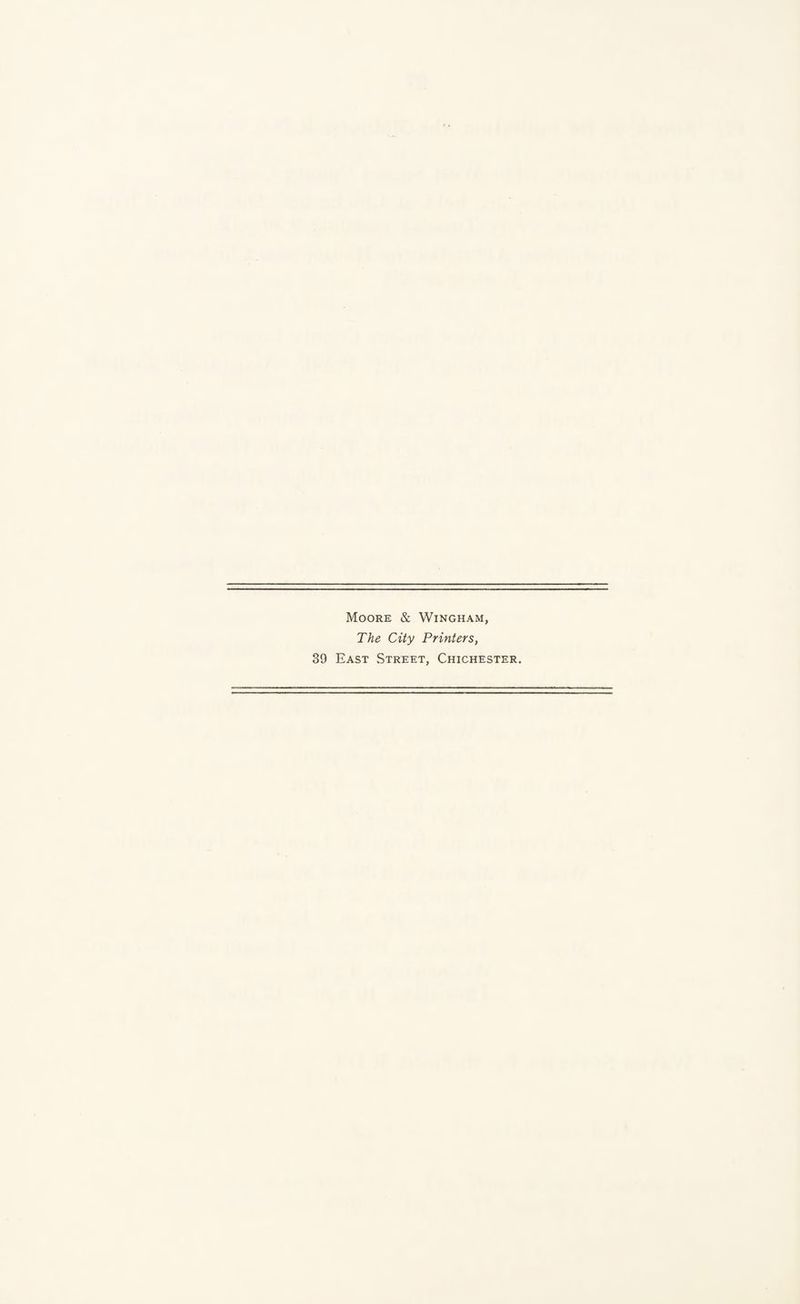 Moore & Wingham, The City Printers, 39 East Street, Chichester.