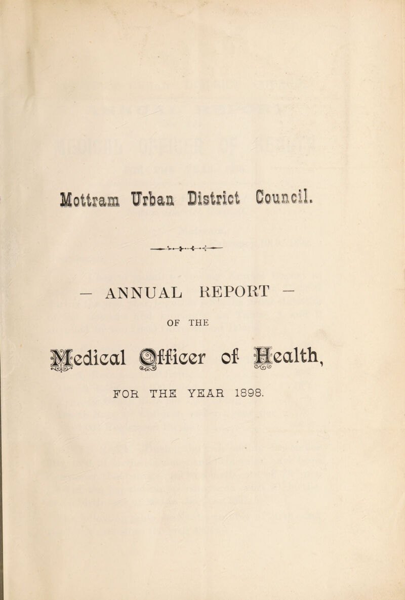 ANNUAL REPORT OF THE cdical @Miecr of Jjoalth FOR THE YEAR 1898.