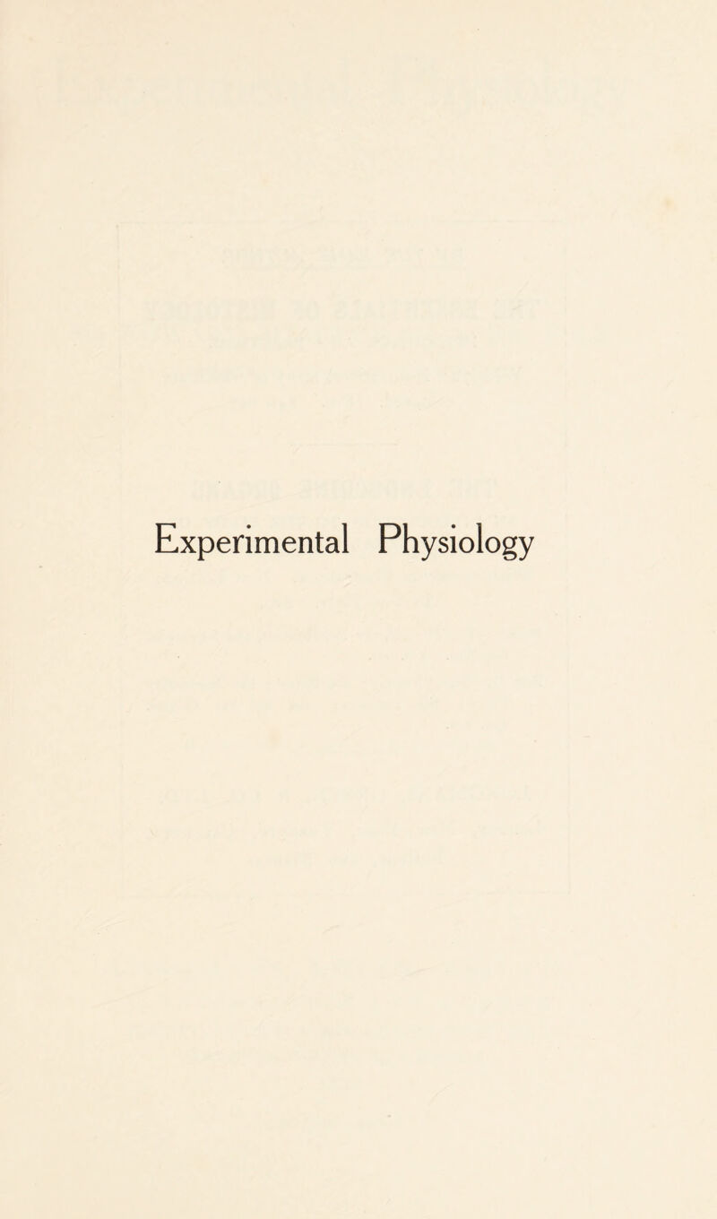 Experimental Physiology